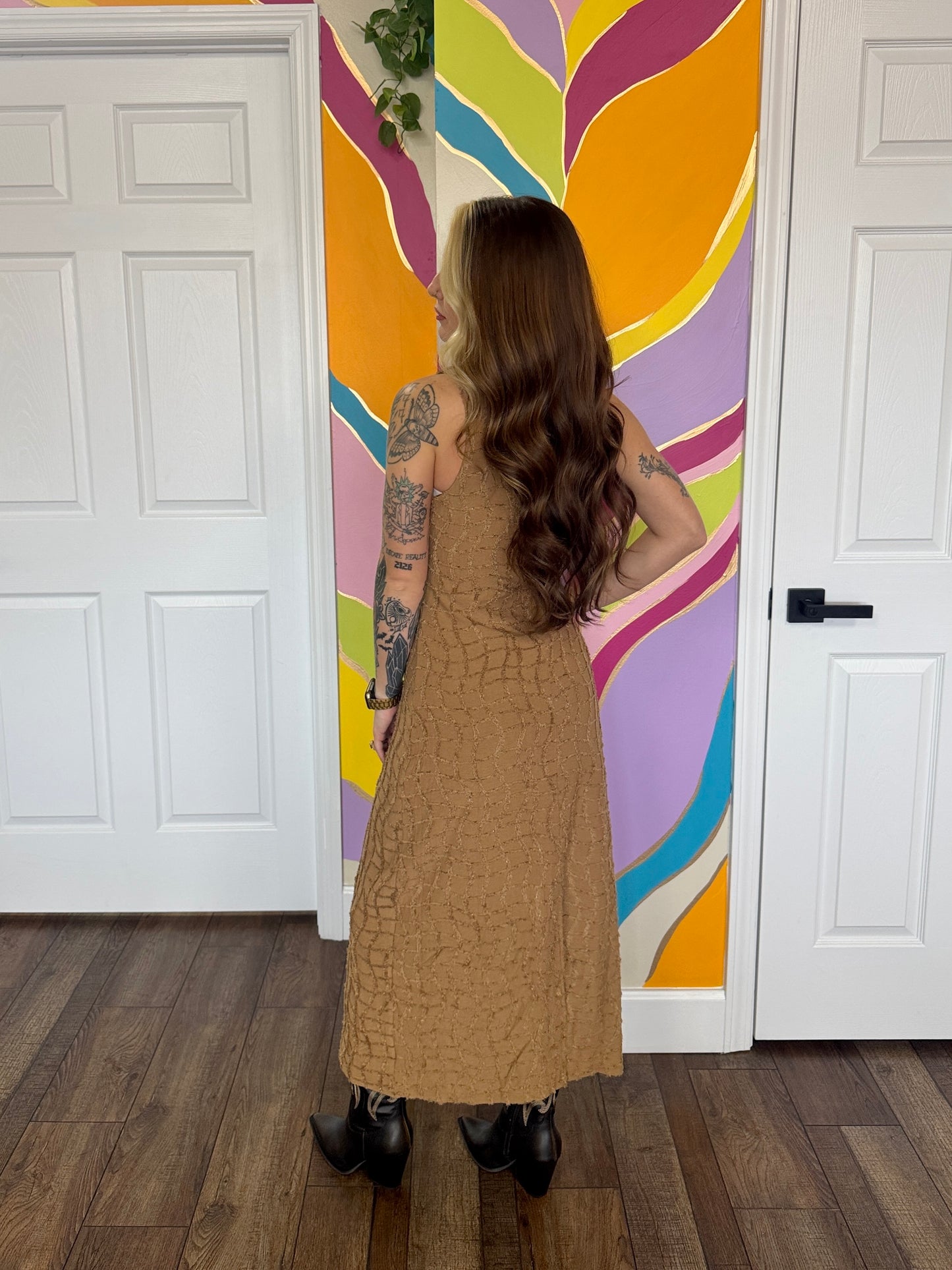 Golden Hour Textured Midi Dress