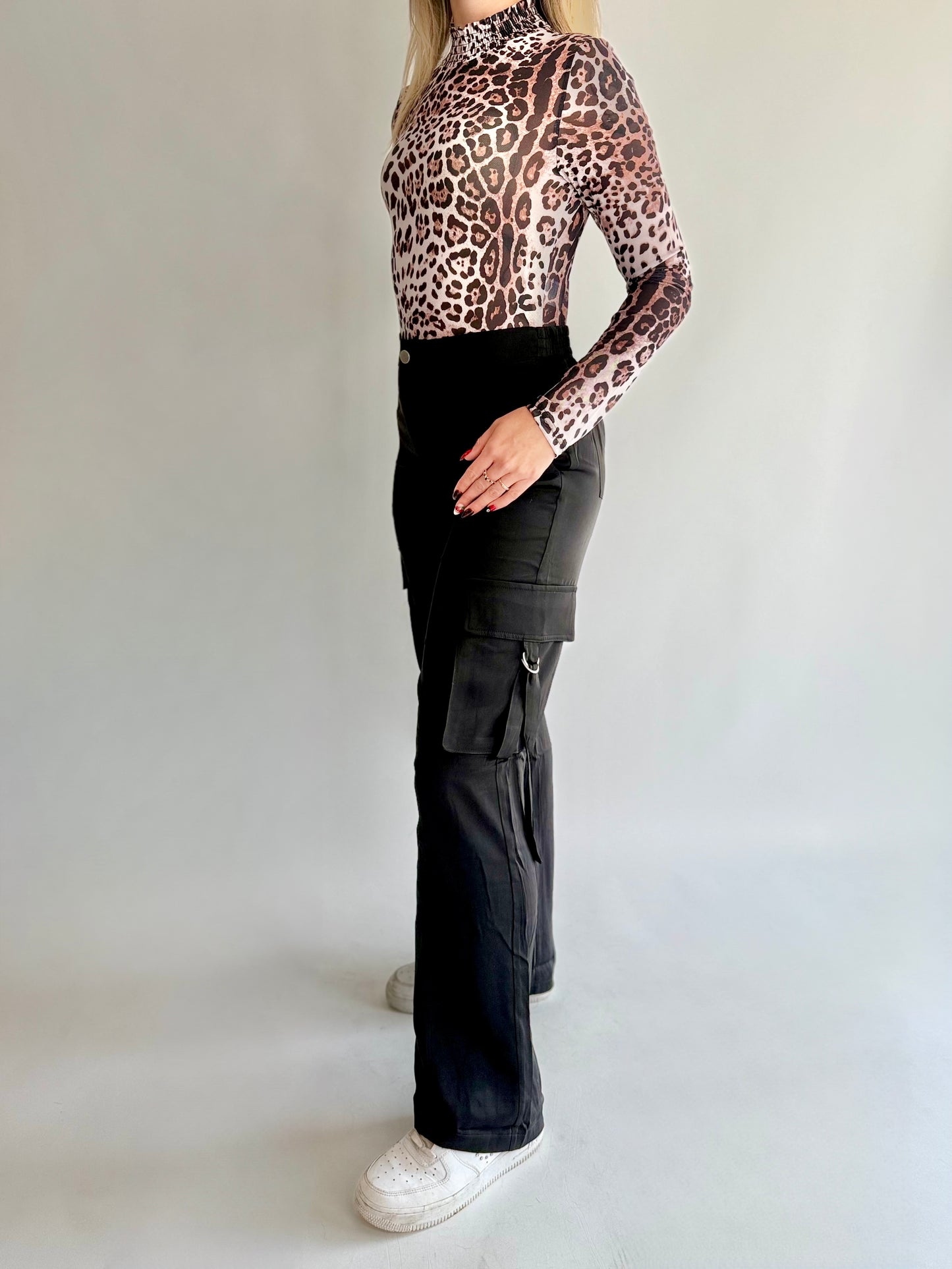 Black Cut Cargo Pants