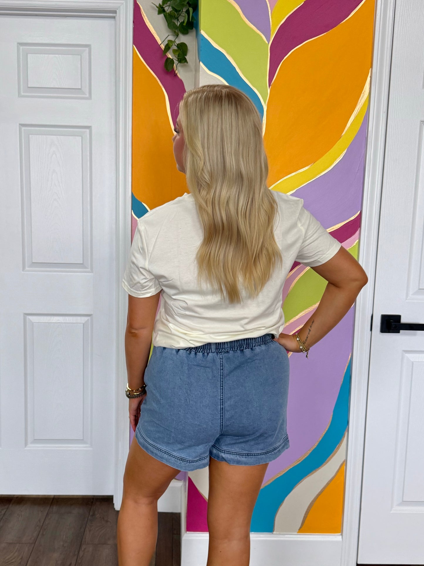 Smocked Jean Shorts