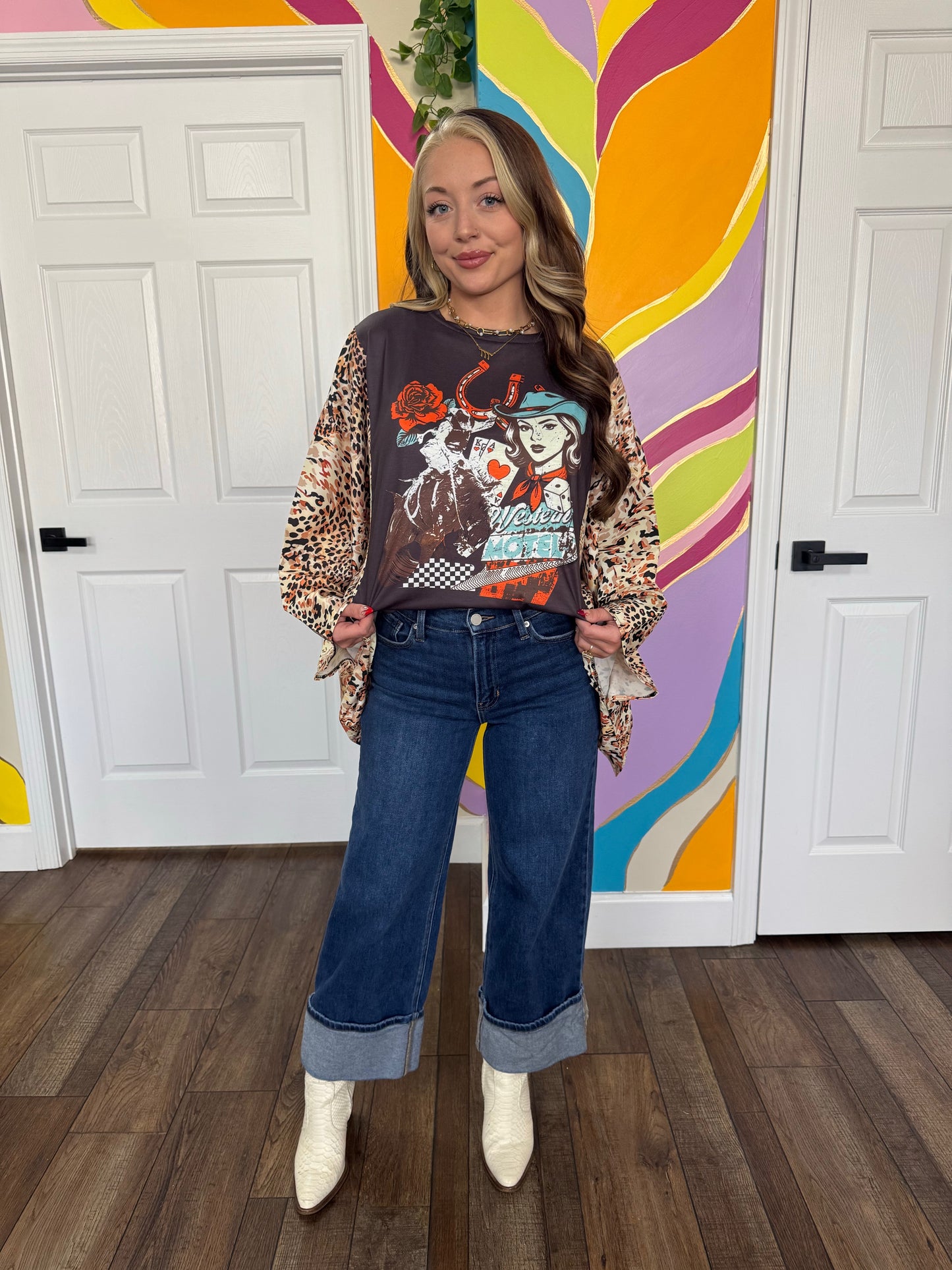 Western Night Bell Sleeve Top 