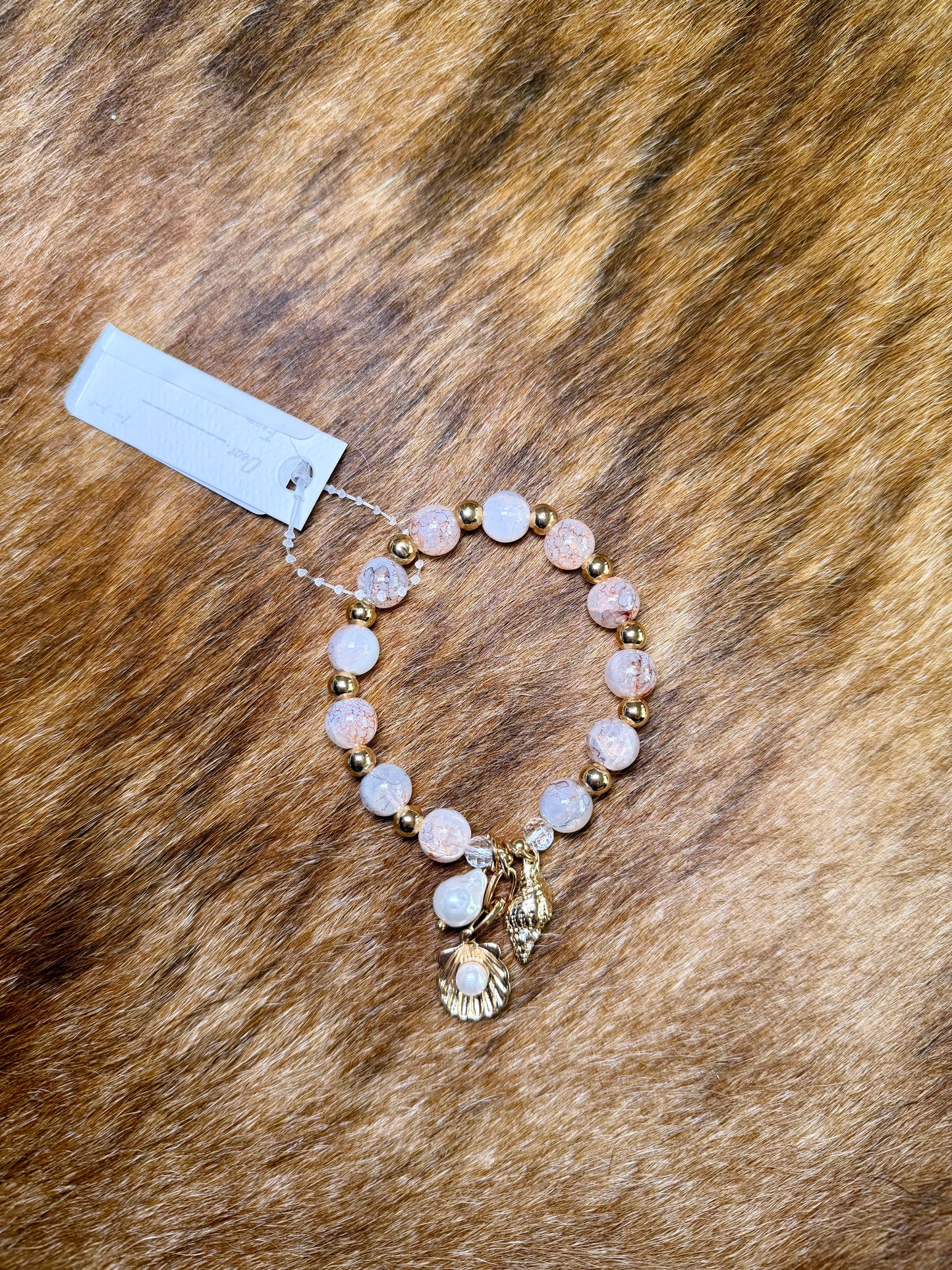 Pearl and Blush Charm Bracelet