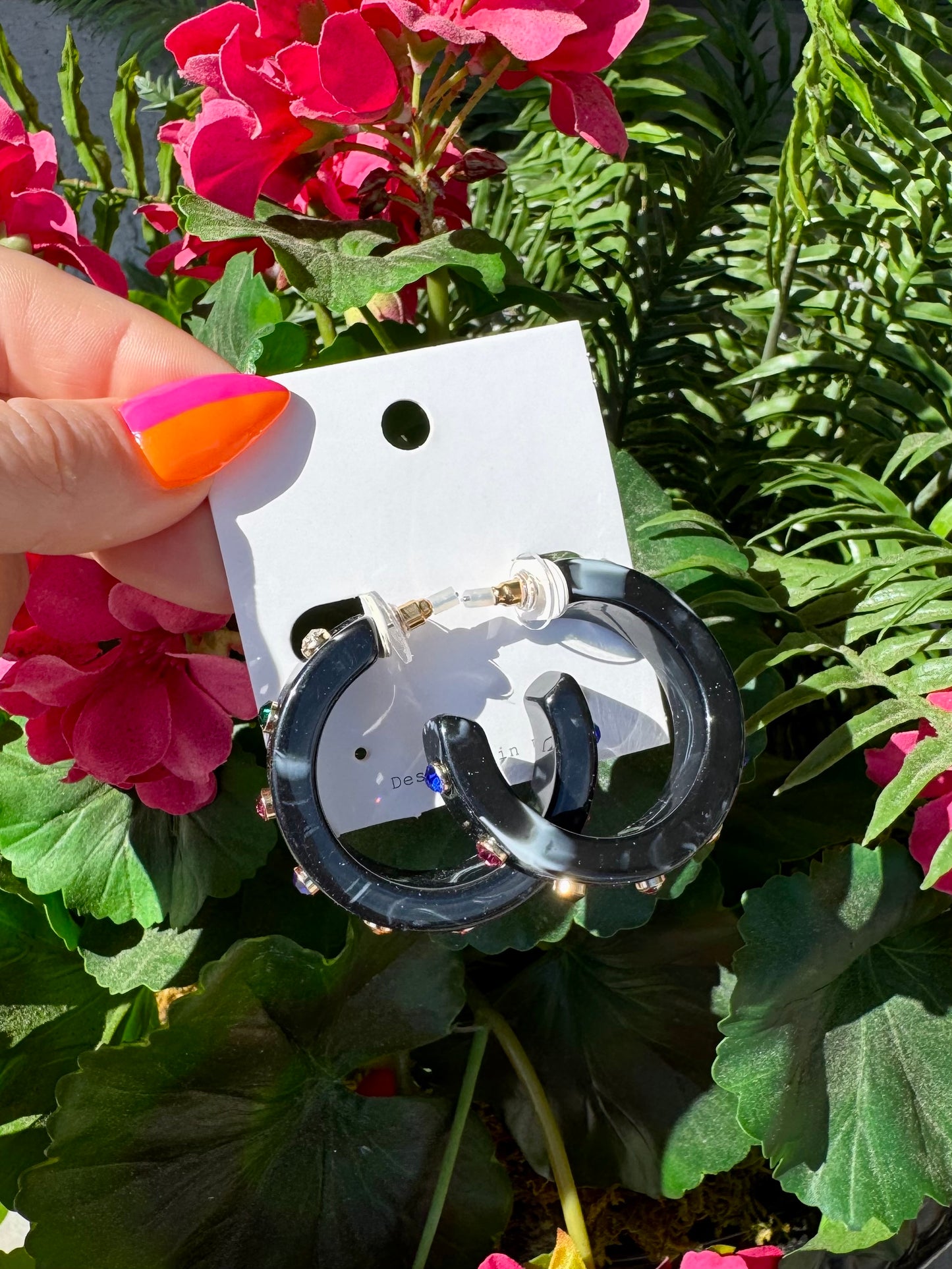 Black Rhinestone Hoops
