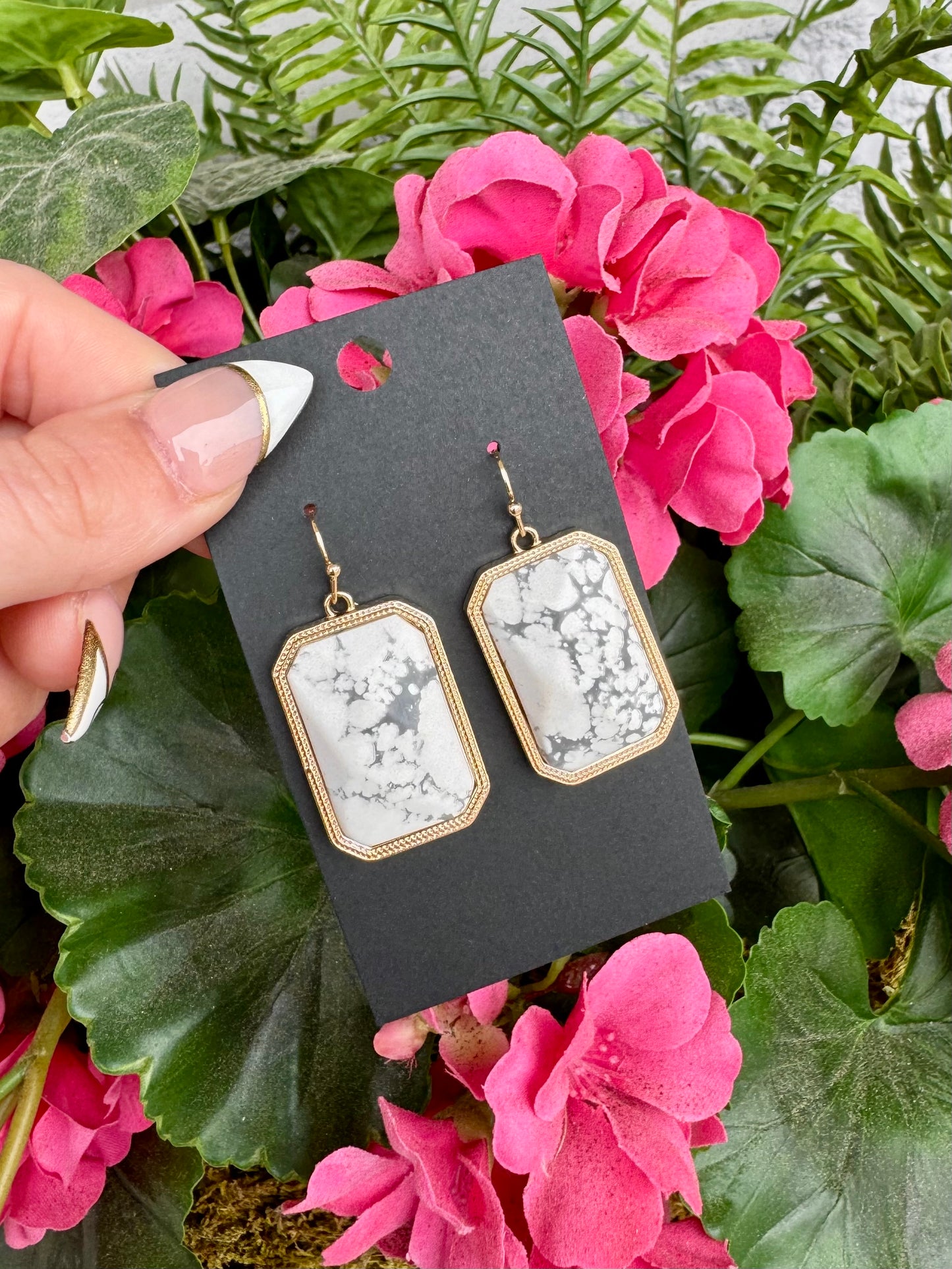 White Stone Earrings