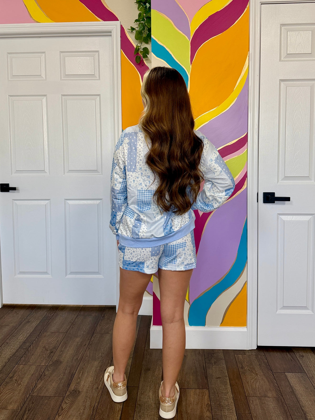 Sky Blue Patchwork 2pc Set