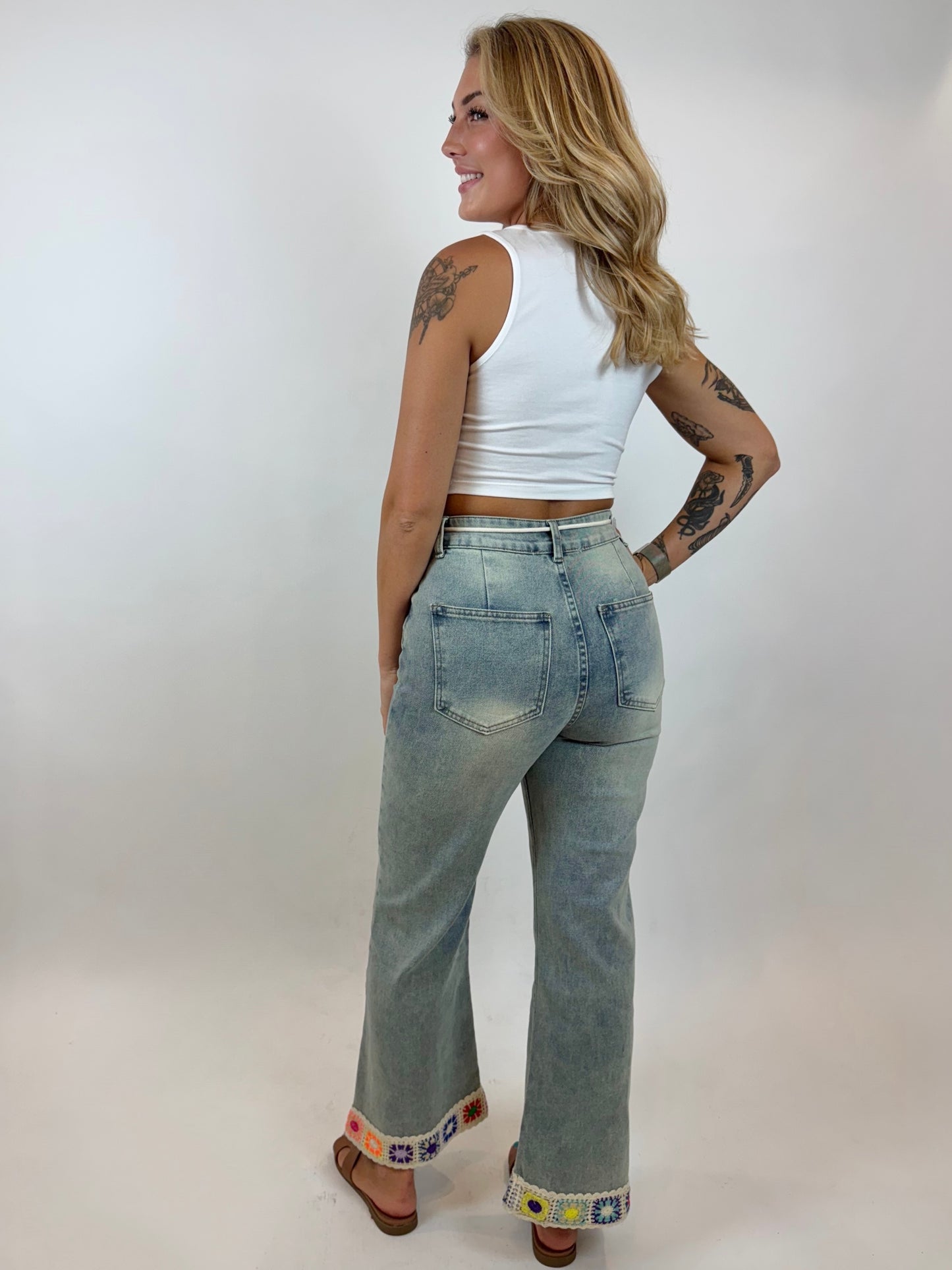 Crochet + Denim Jeans