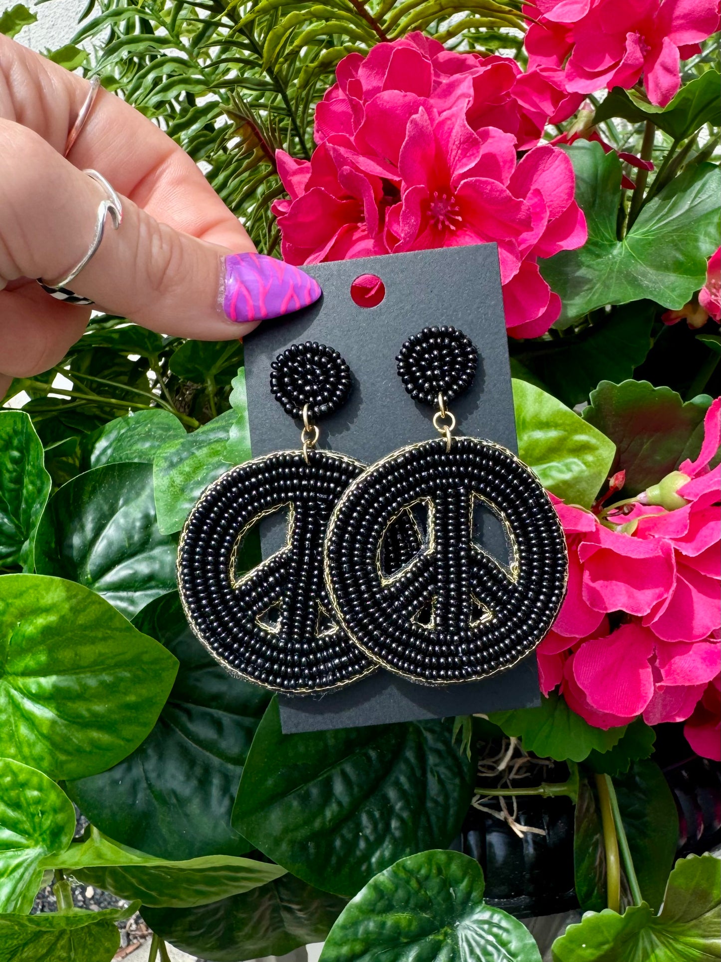 Groove in Black Earrings