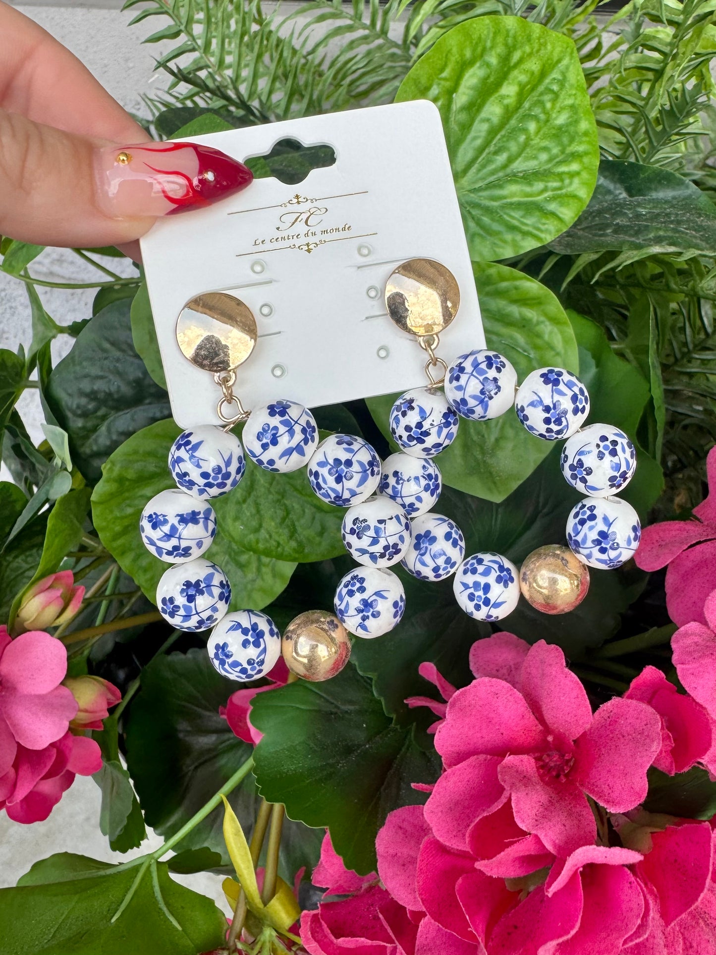 Blue Willow Hoops