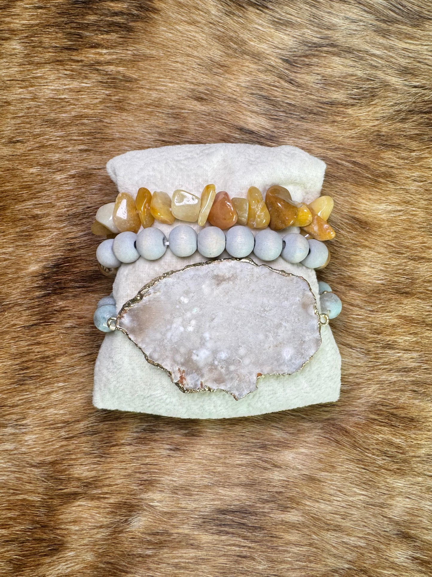 Grey Stone Bracelet Set