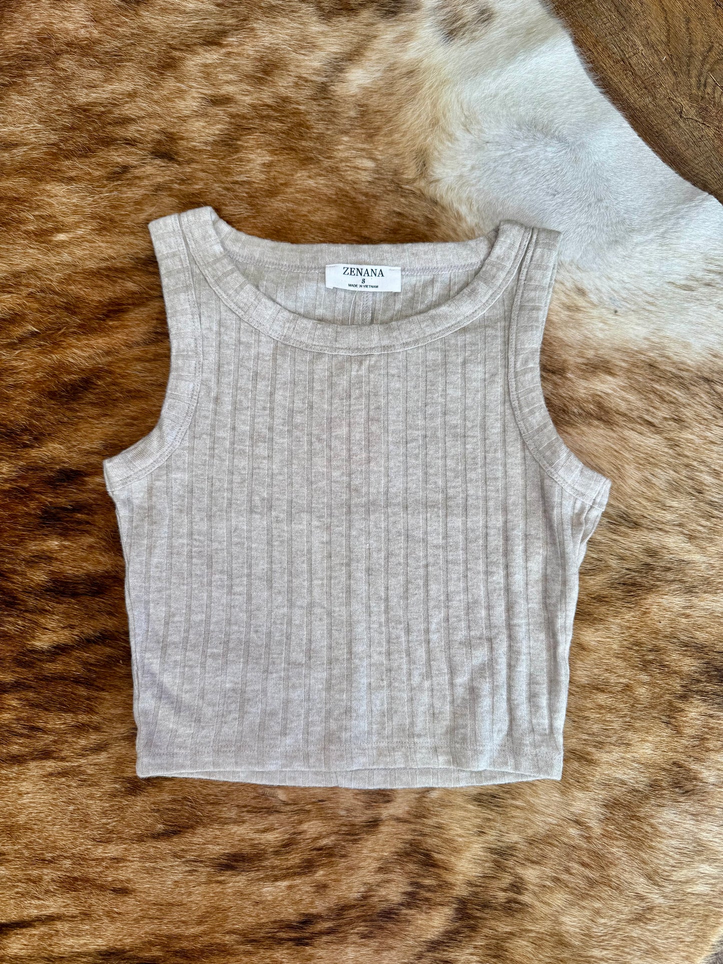 Tan Ribbed Zenana Tank