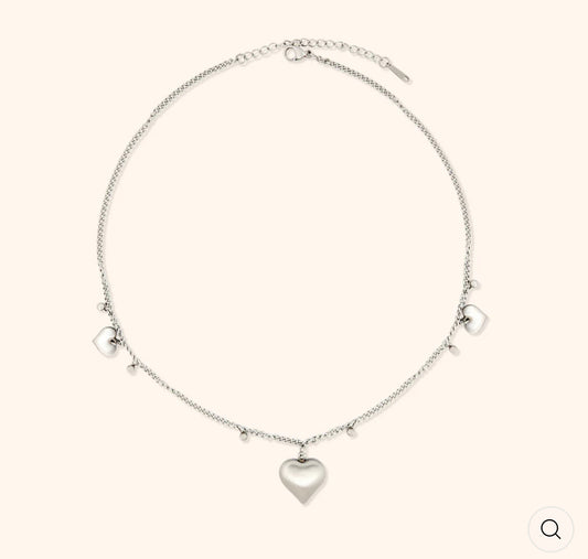 Linked Hearts Necklace Silver