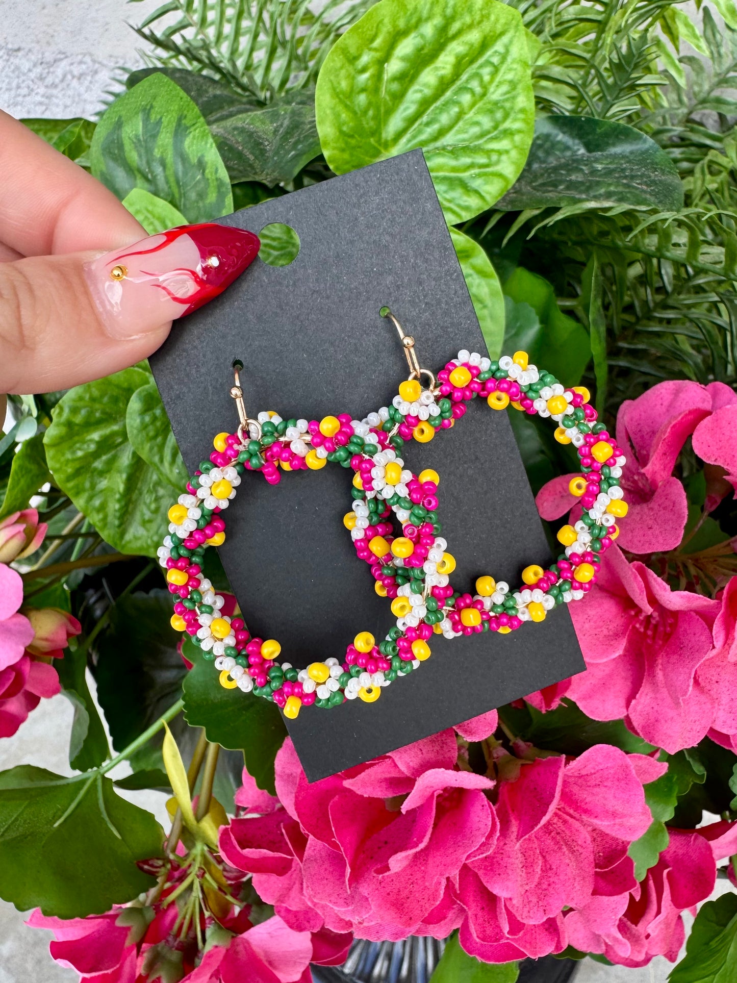 Pink Flower Earrings