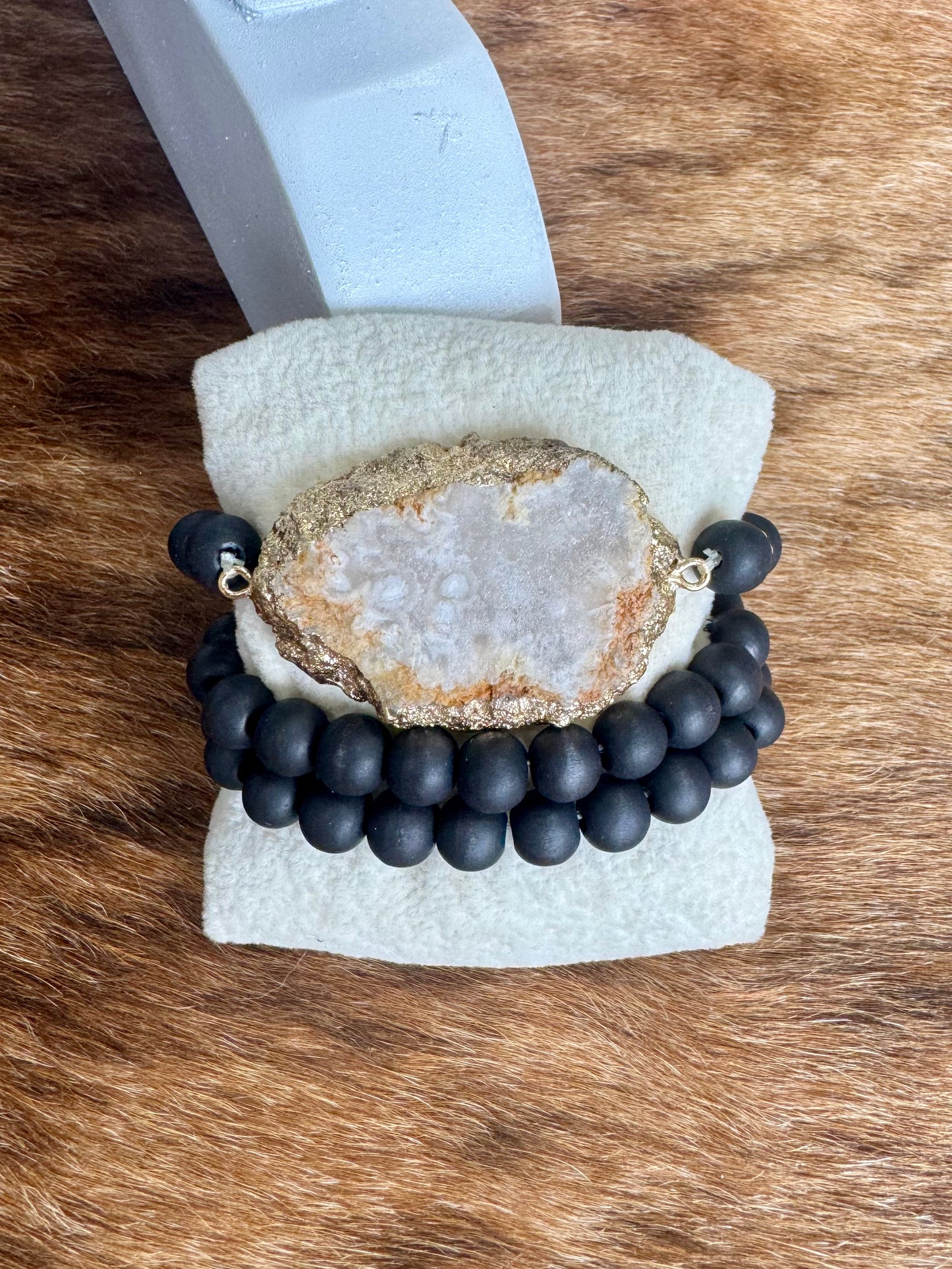Black Stone Bracelet Set