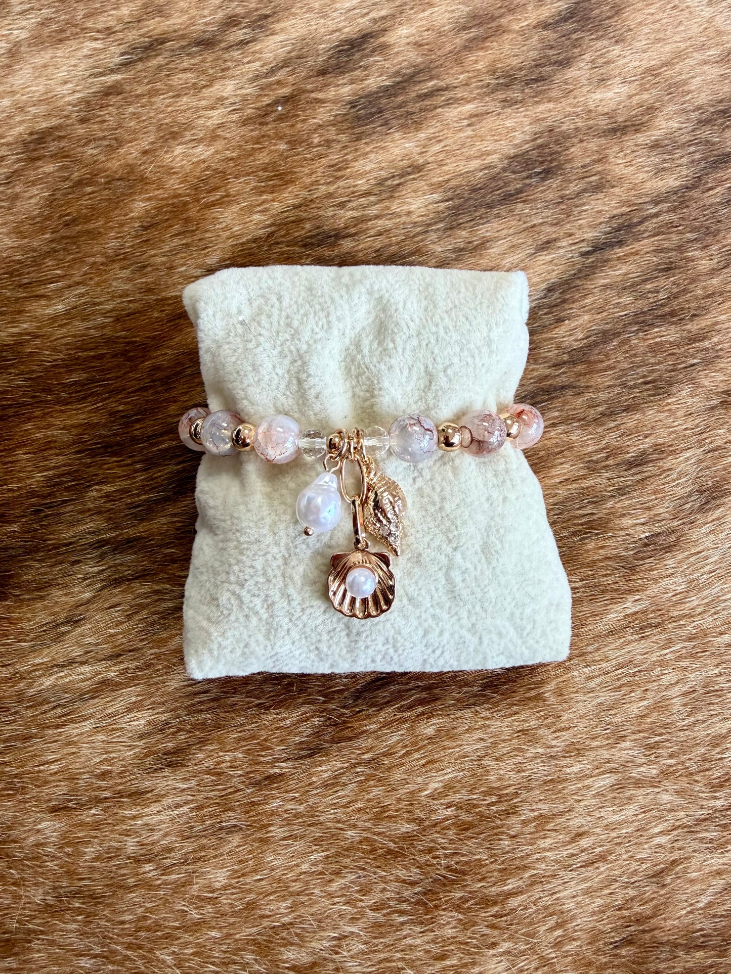 Pearl and Blush Charm Bracelet