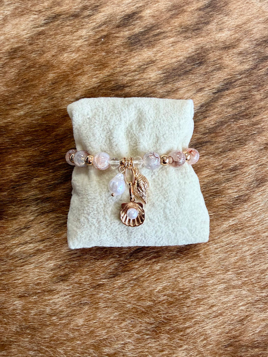 Pearl and Blush Charm Bracelet