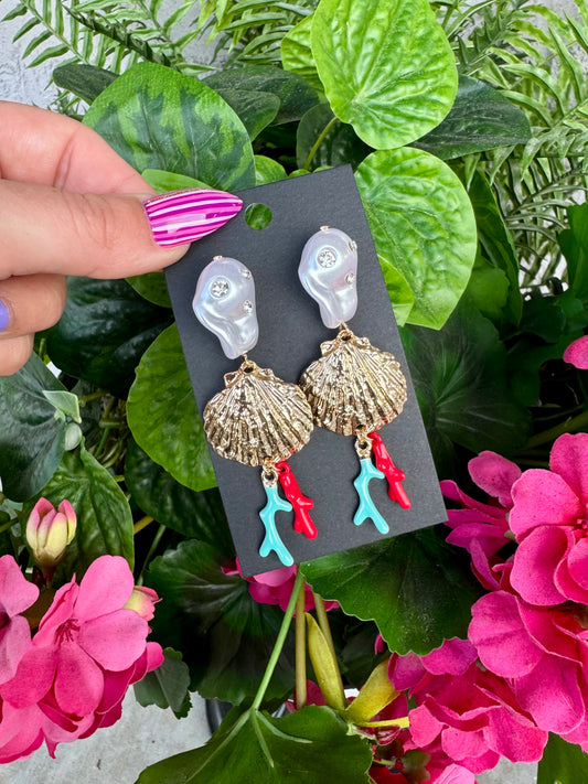 Pearl & Coral Earrings