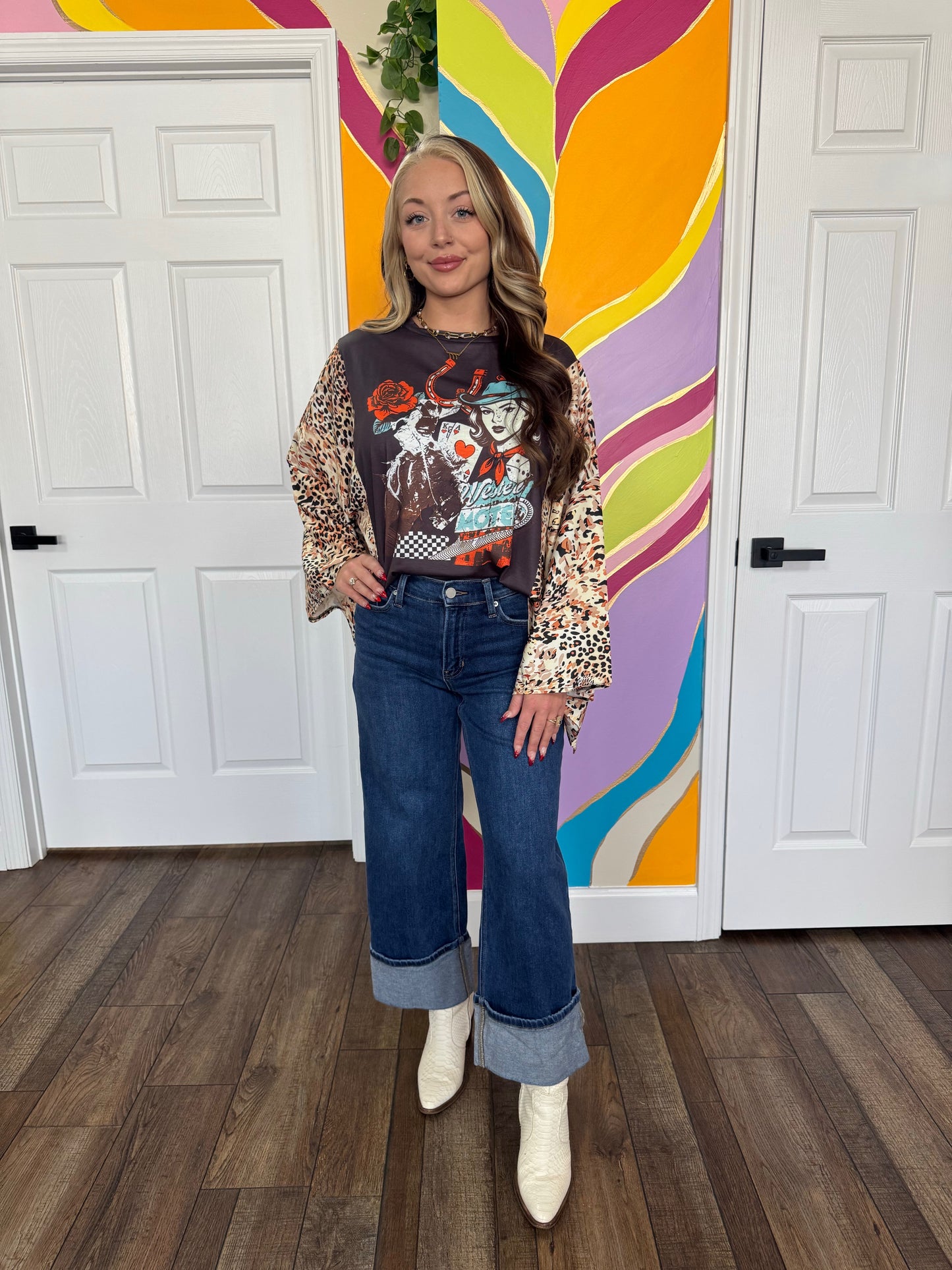 Western Night Bell Sleeve Top ￼