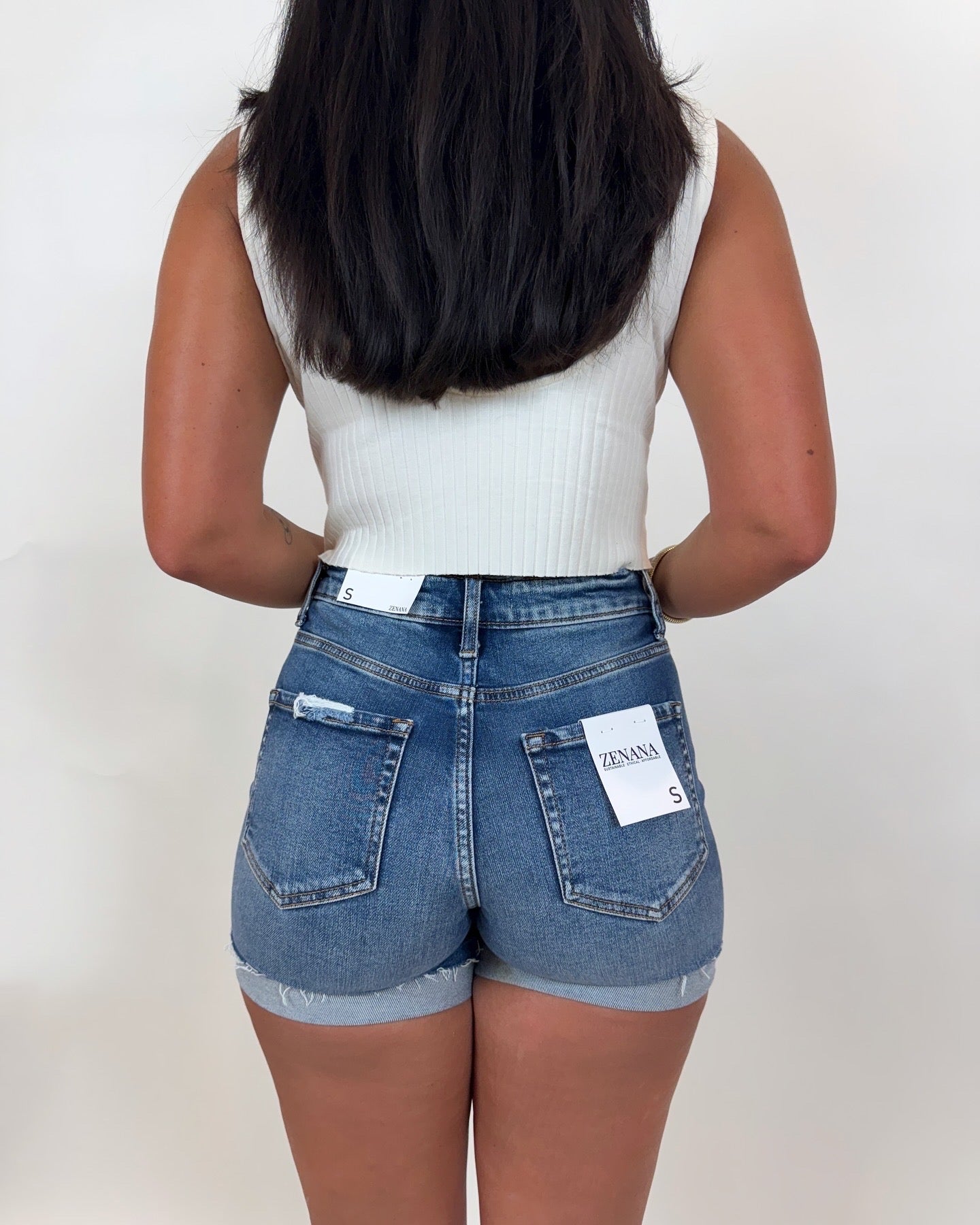 Cuffed Denim Shorts