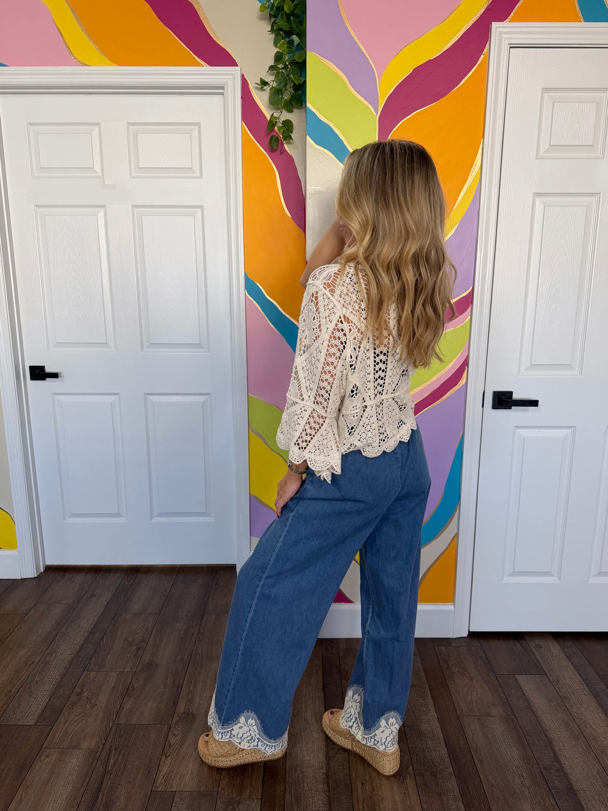 Lace Trim Denim