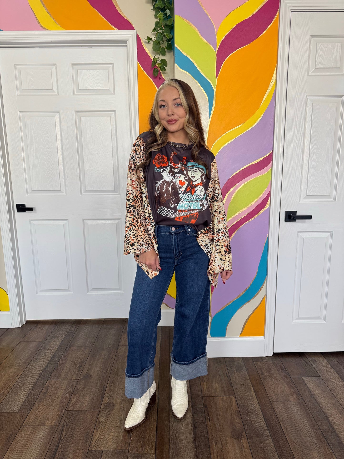 Western Night Bell Sleeve Top ￼