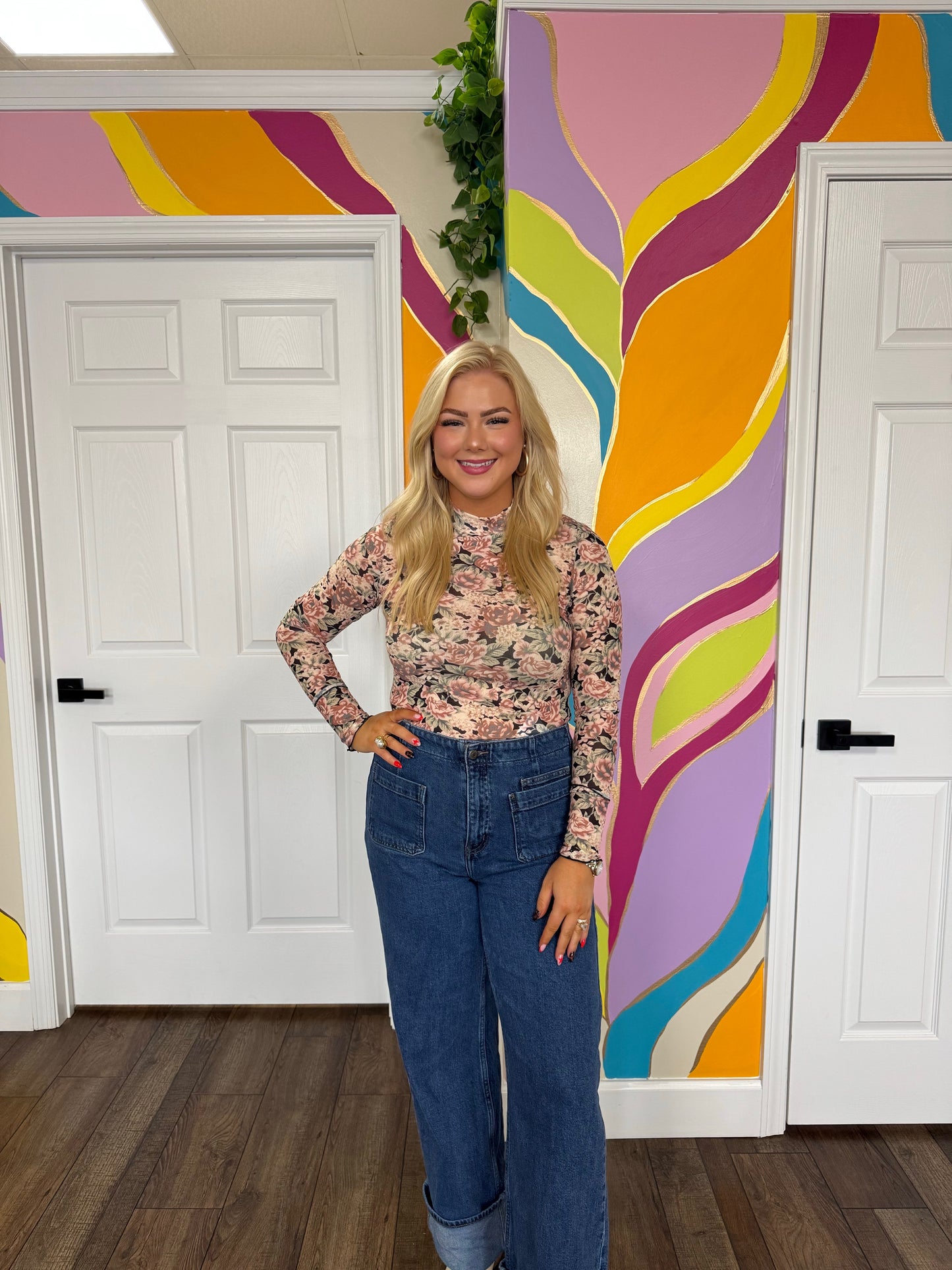 Emmy Floral Mesh Top
