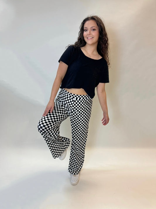 Black Checkered Pants