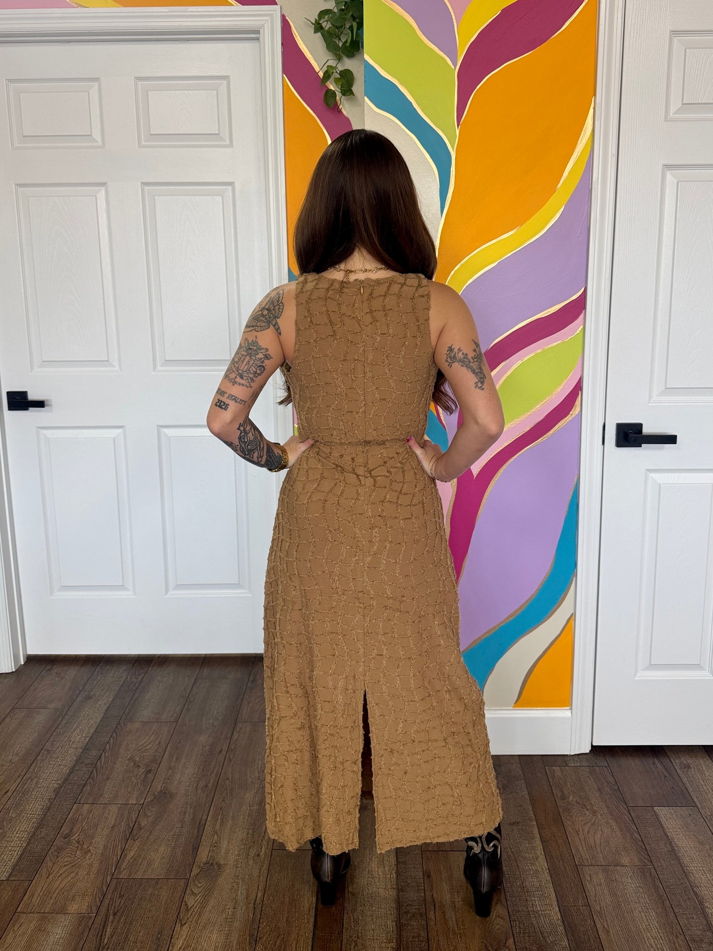 Golden Hour Textured Midi Dress