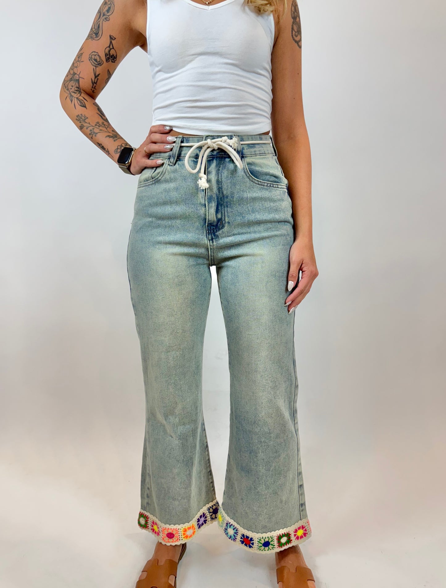 Crochet + Denim Jeans