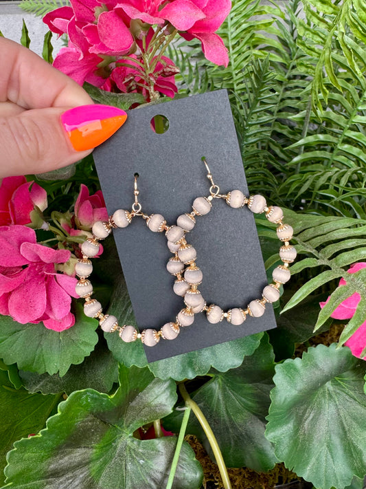 Tan Beaded Hoops