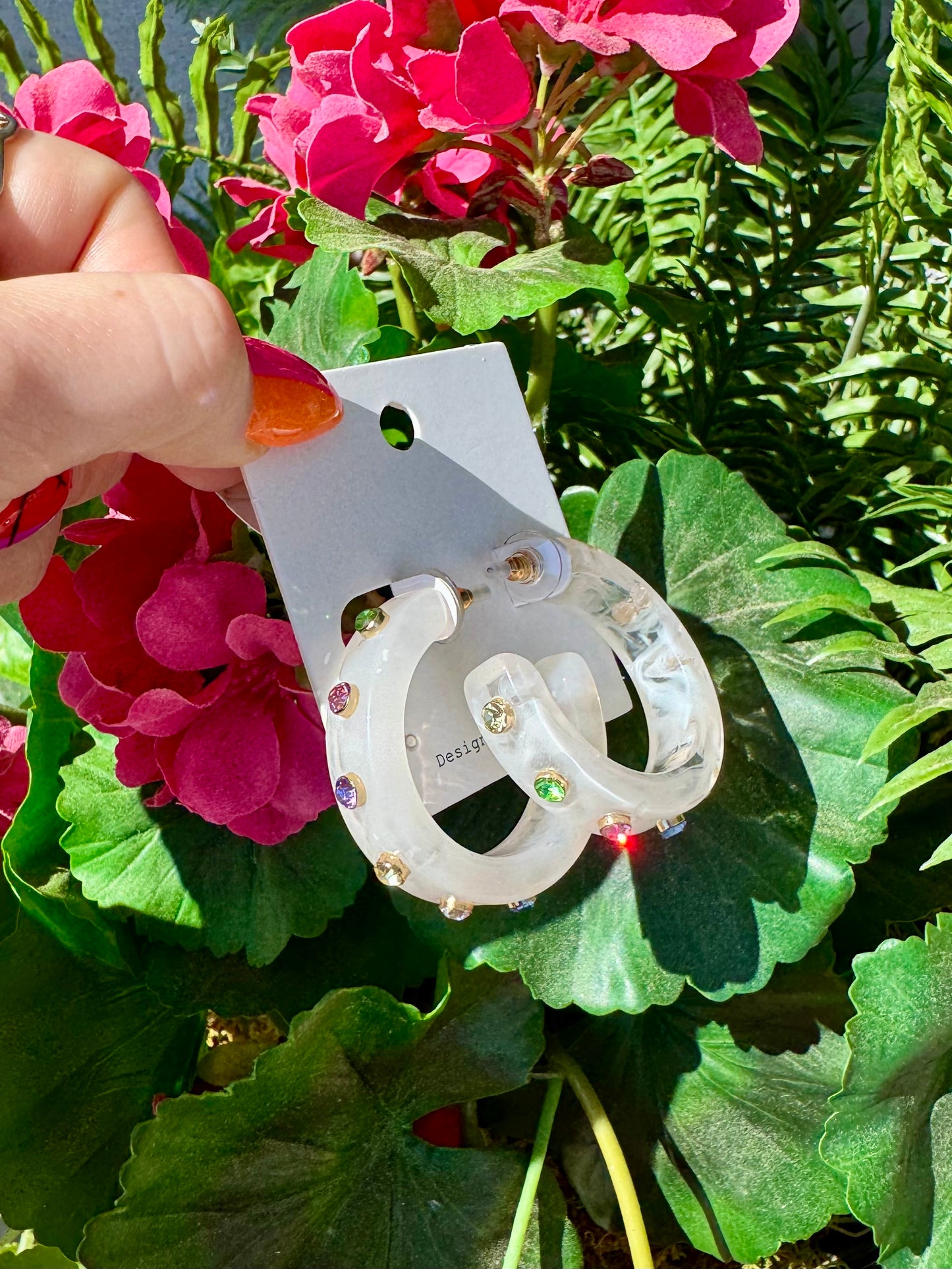 White Rhinestone Hoops