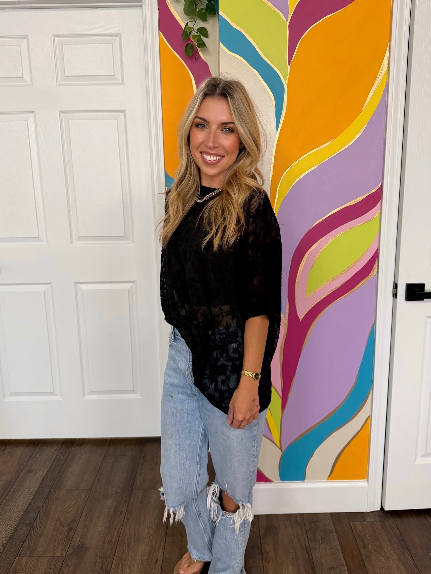 Black Sheer Top