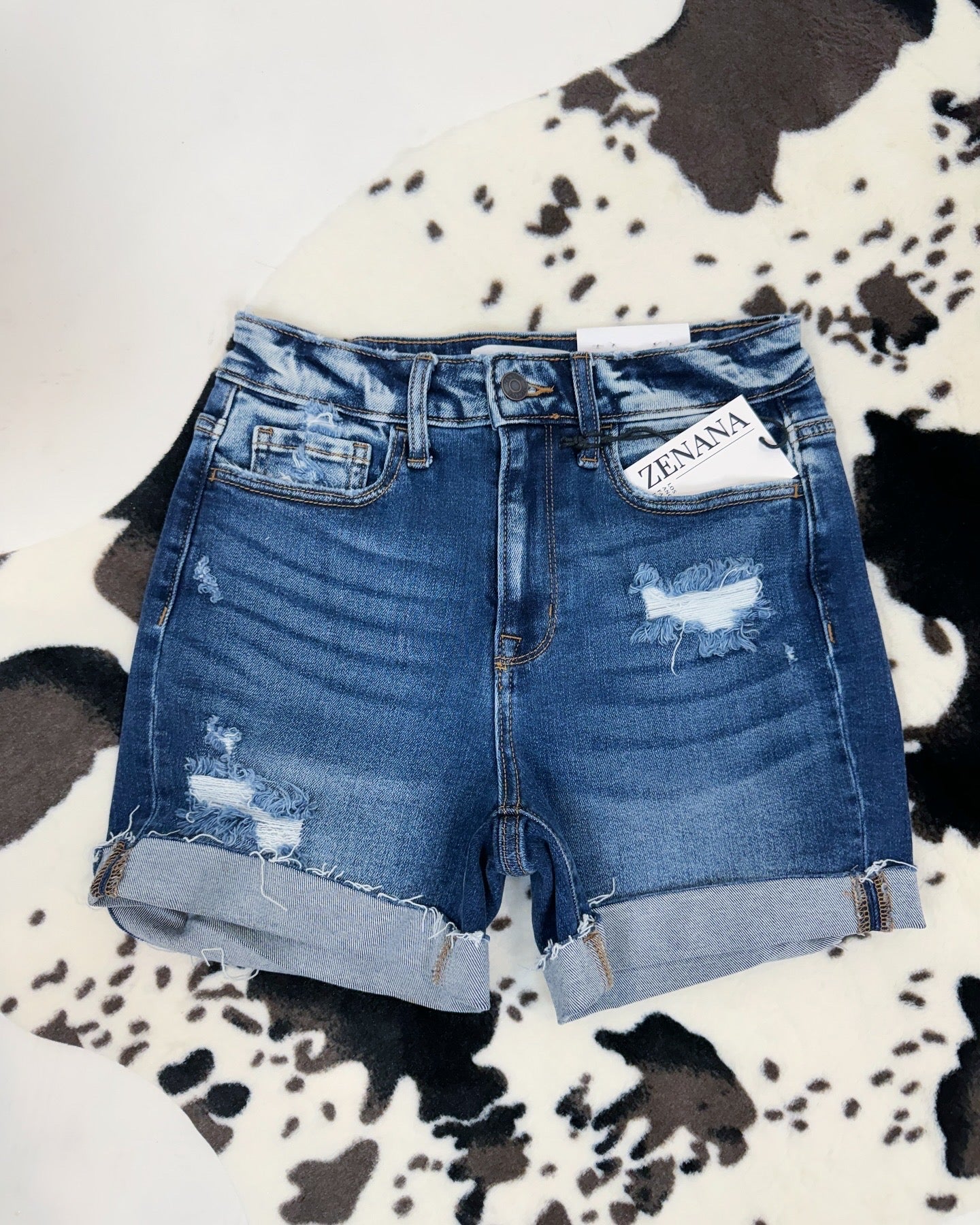 Cuffed Denim Shorts