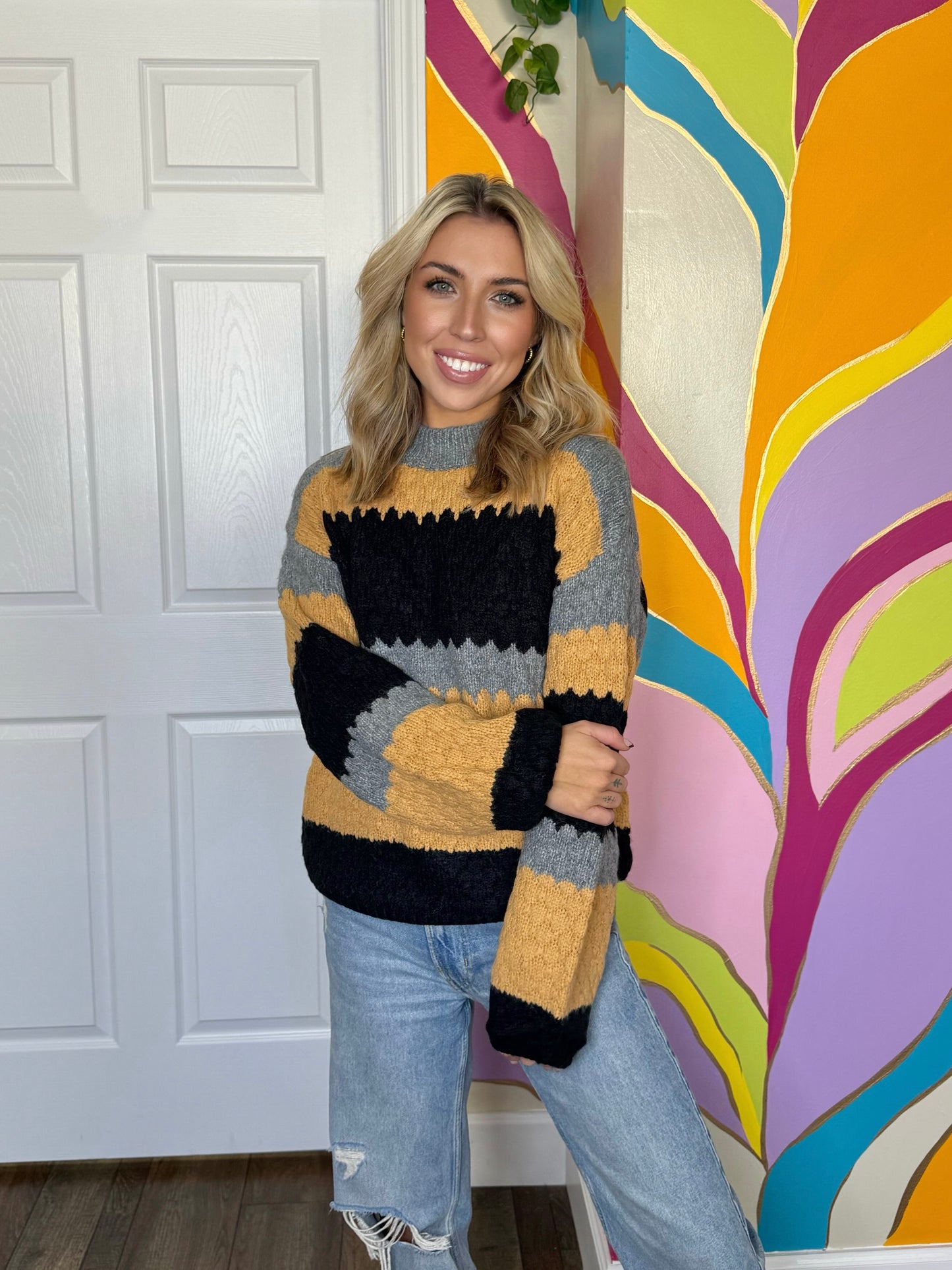 Khaki & Black Sweater