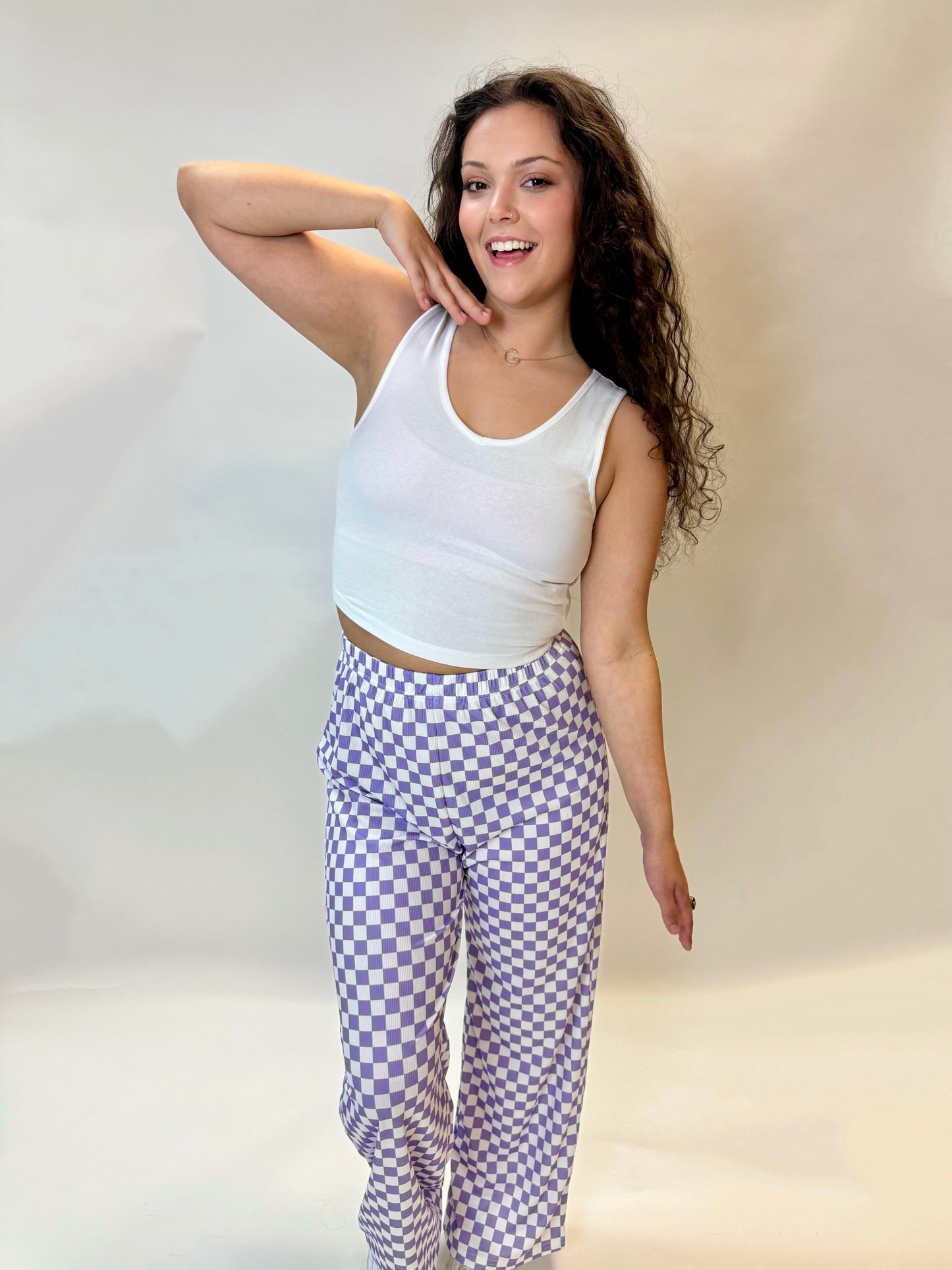 Purple Checkered Pants