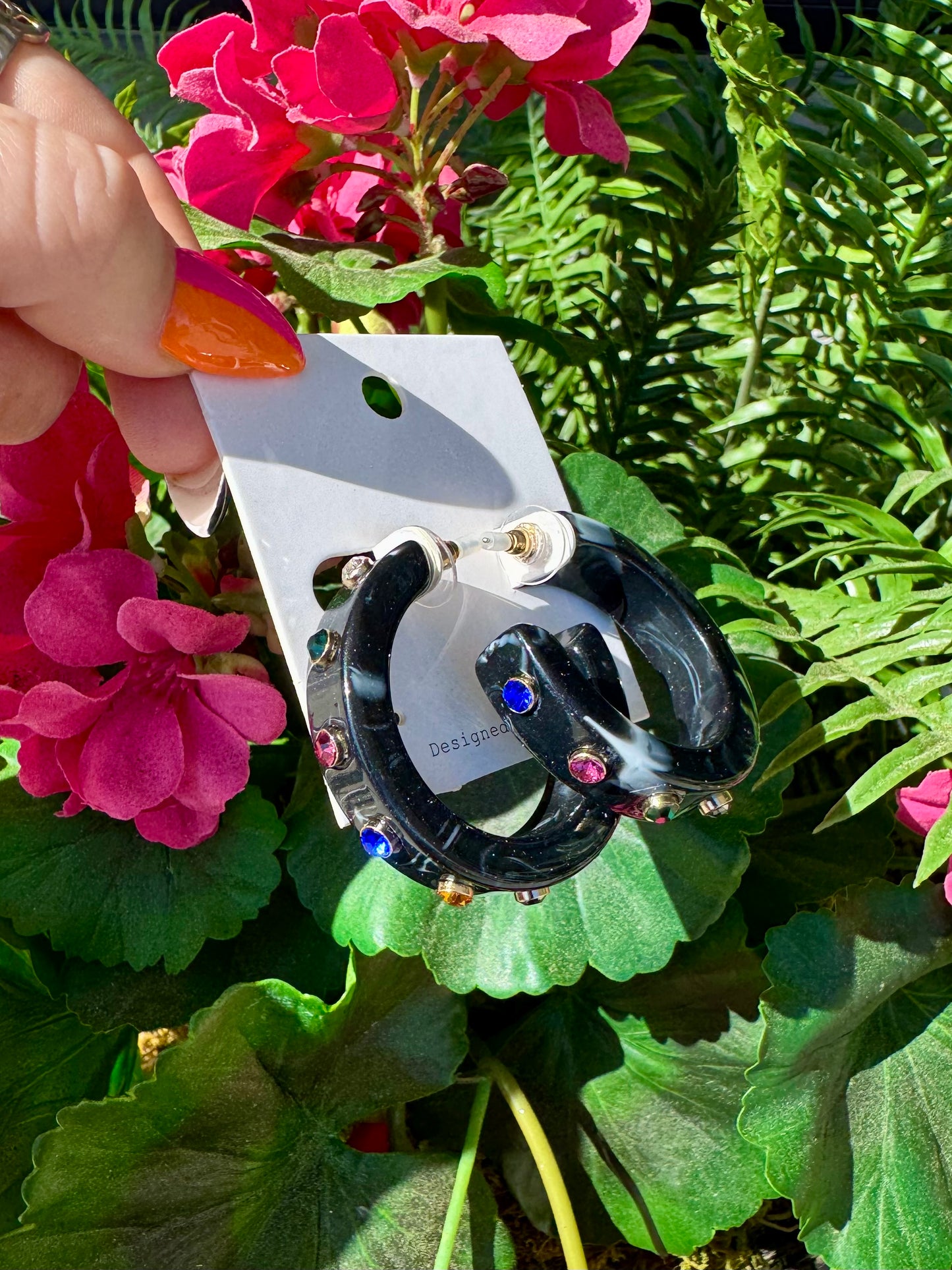 Black Rhinestone Hoops