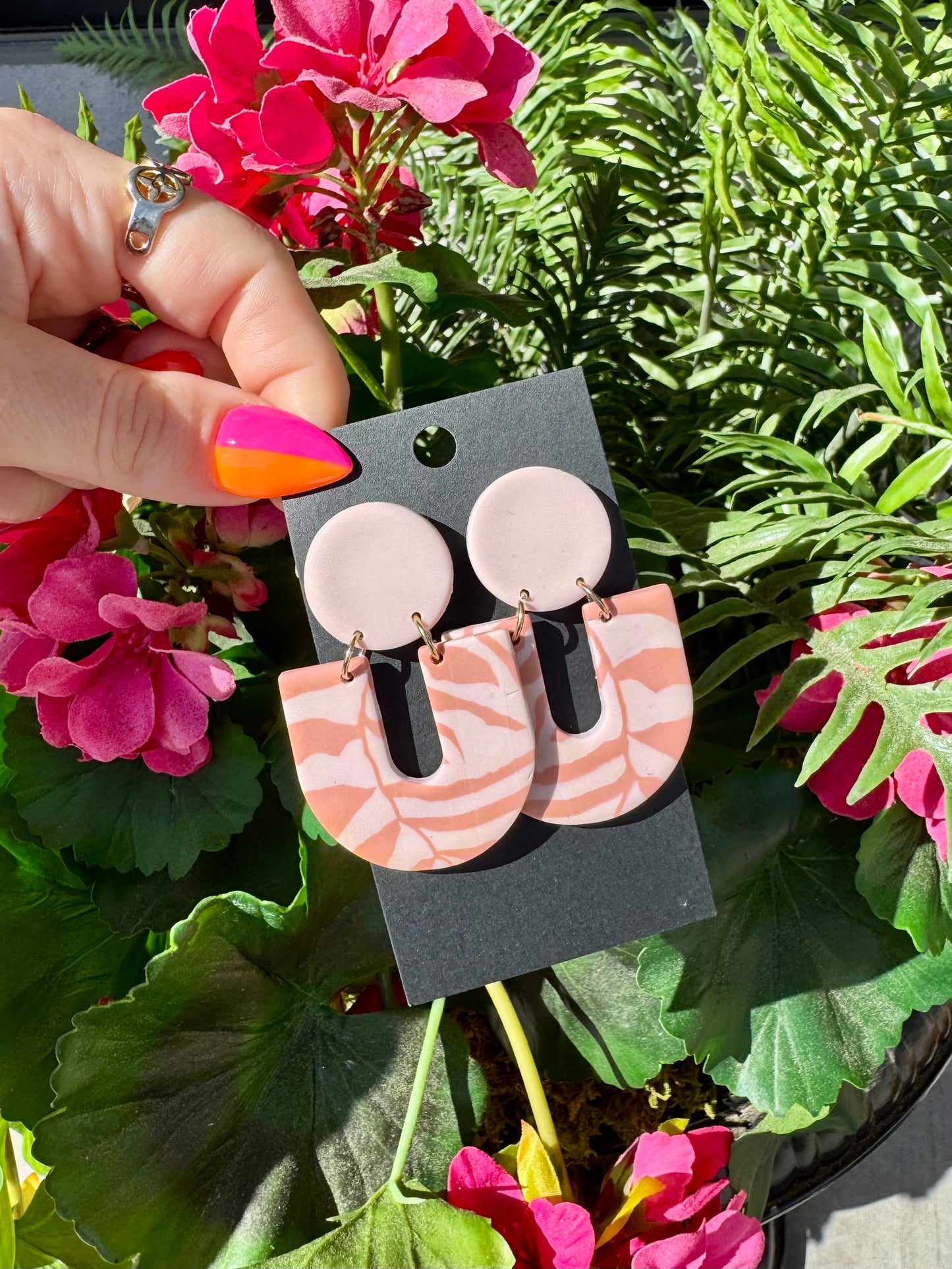 Pink Zebra Clay Earrings