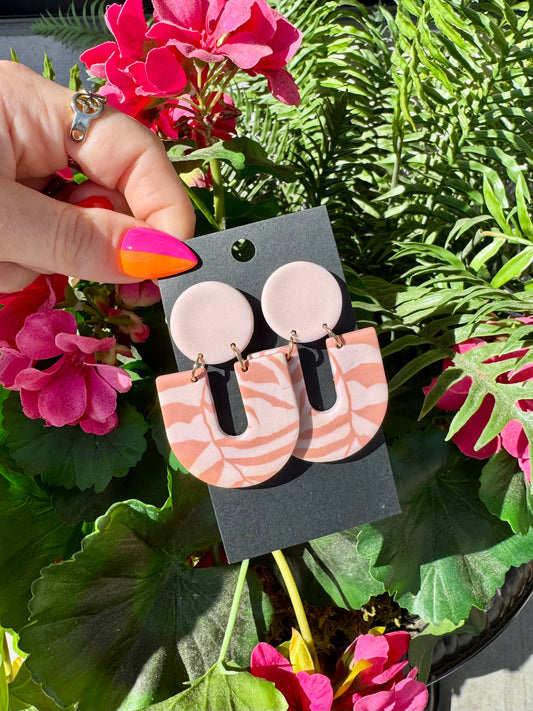 Pink Zebra Clay Earrings