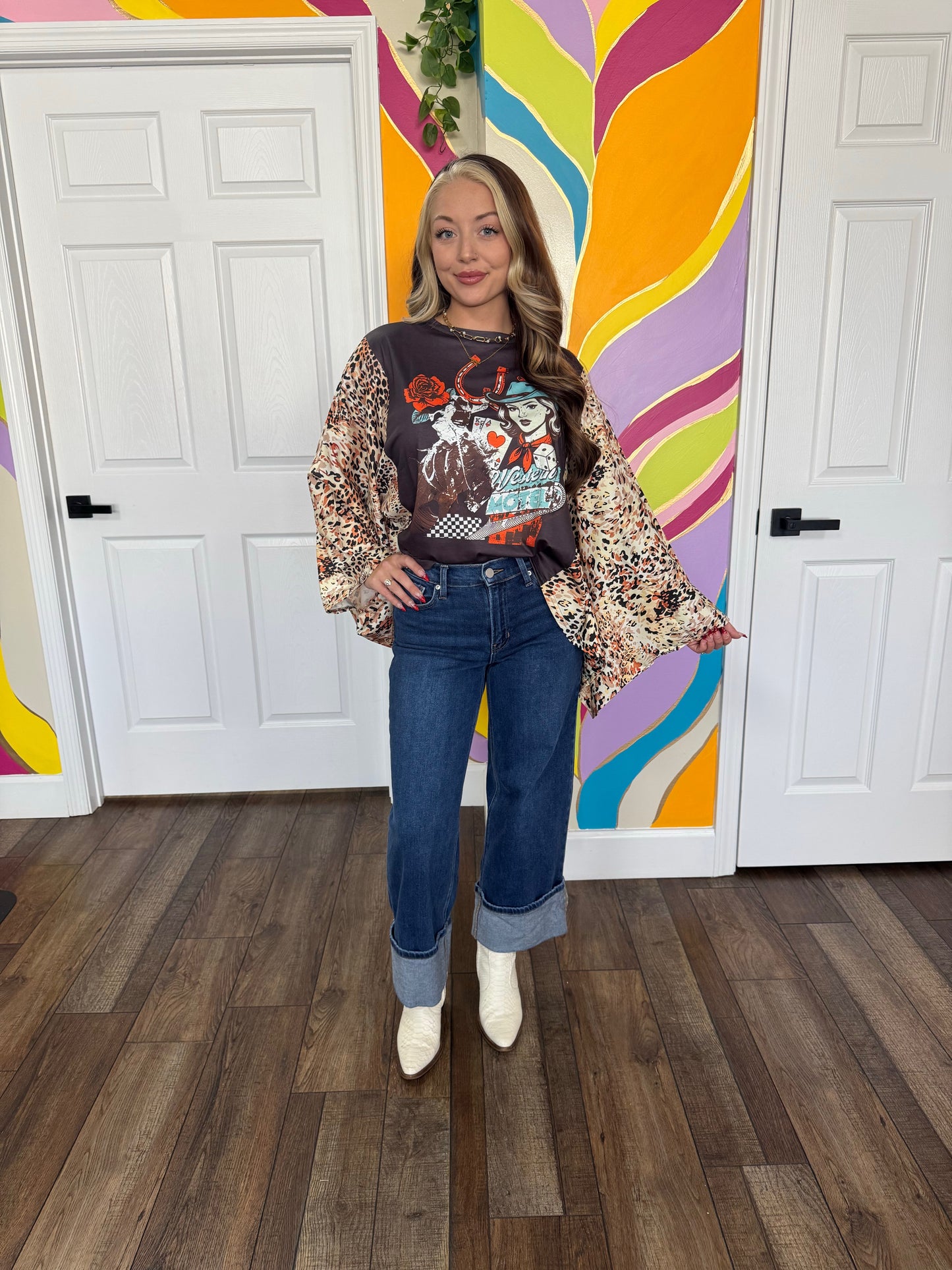 Western Night Bell Sleeve Top ￼