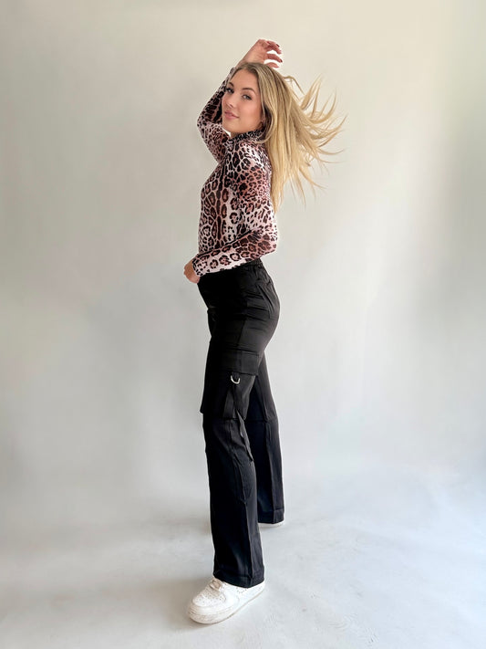 Black Cut Cargo Pants