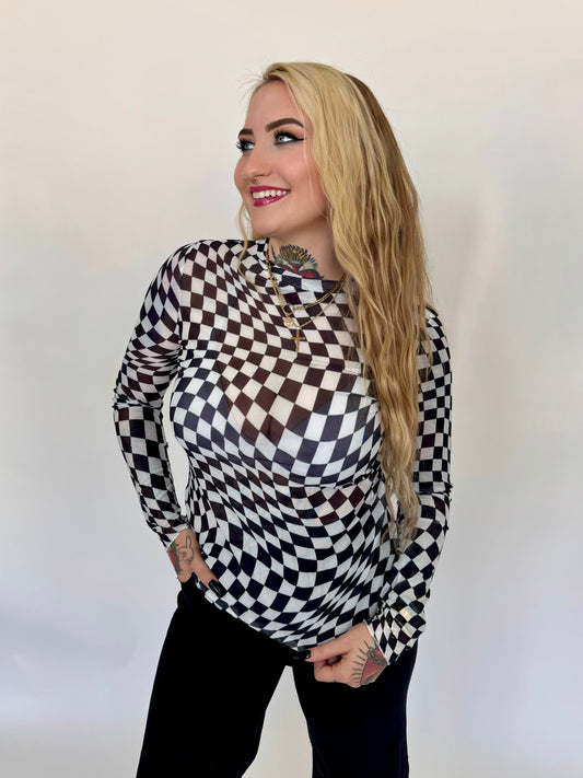 Checkered Mesh Top