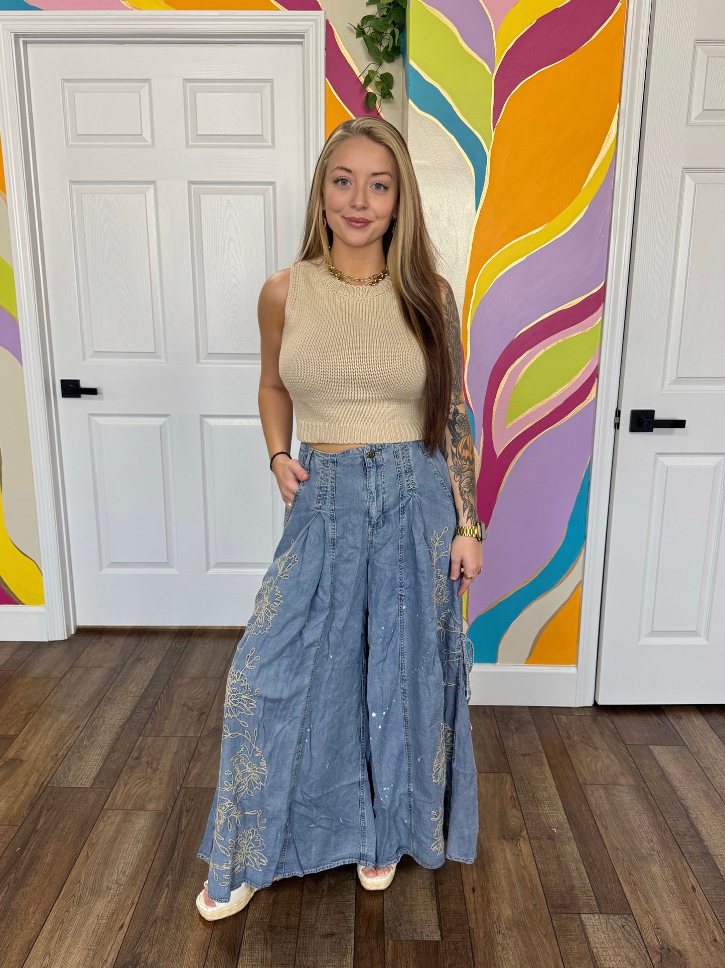 Darcy Floral Wide Leg Jeans