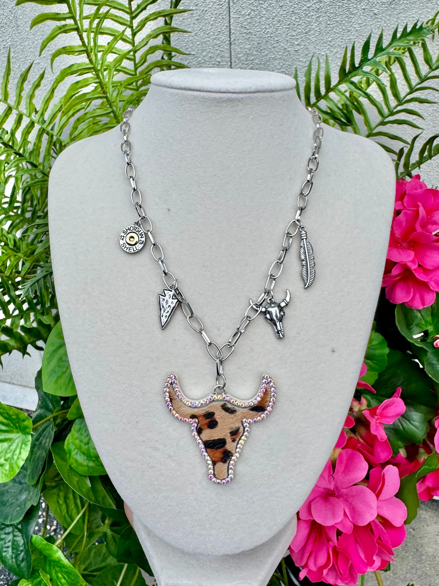 Leopard Steer Charm Necklace