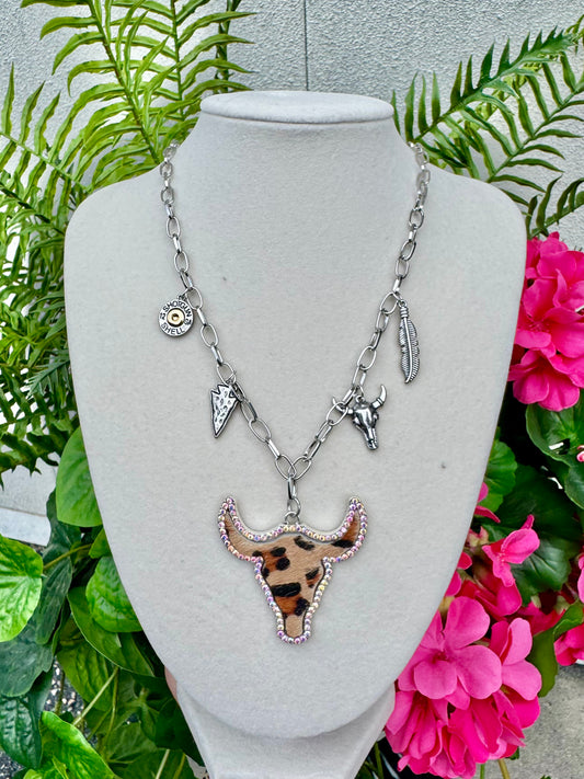 Leopard Steer Charm Necklace