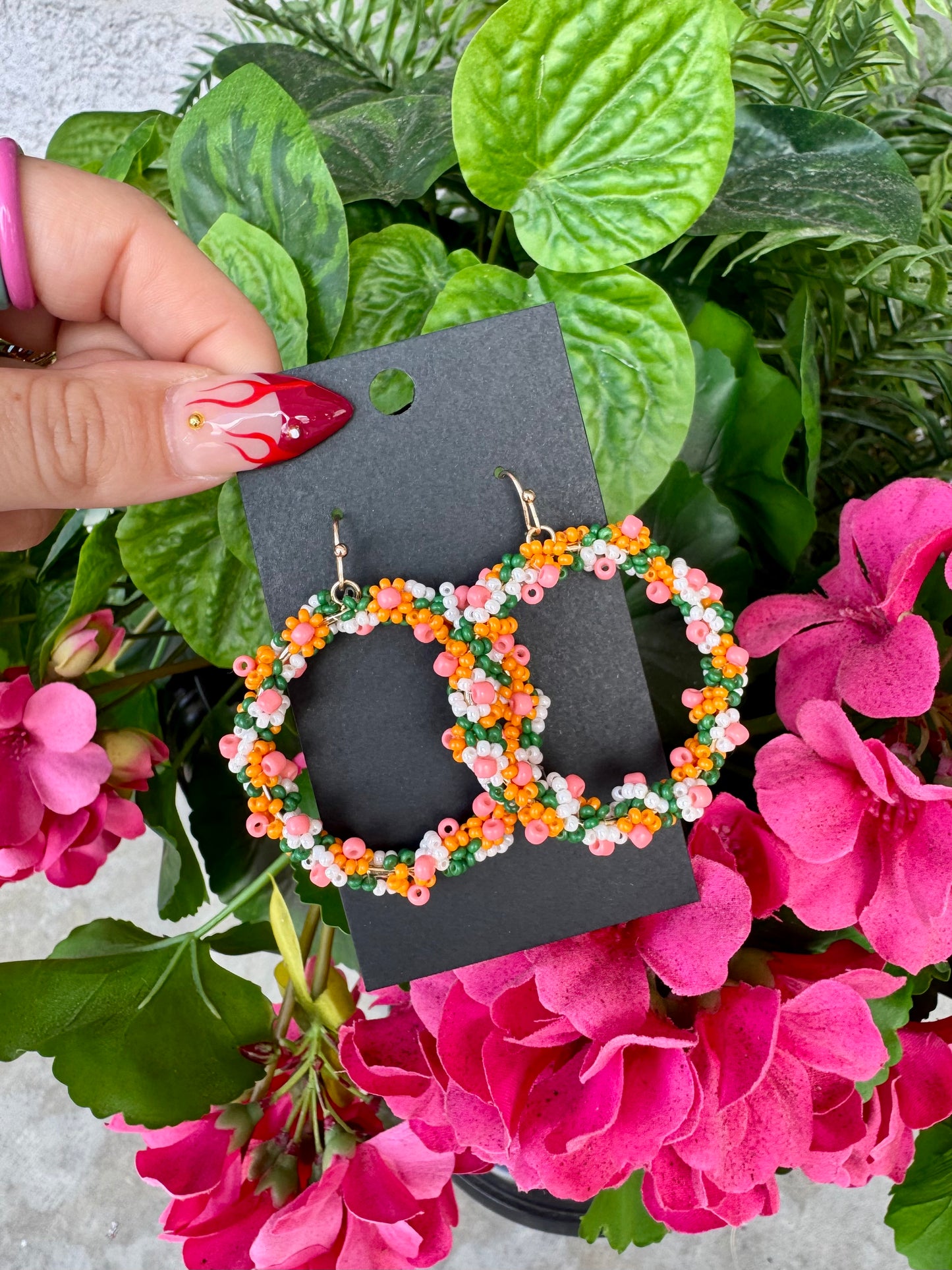 Peach Flower Earrings
