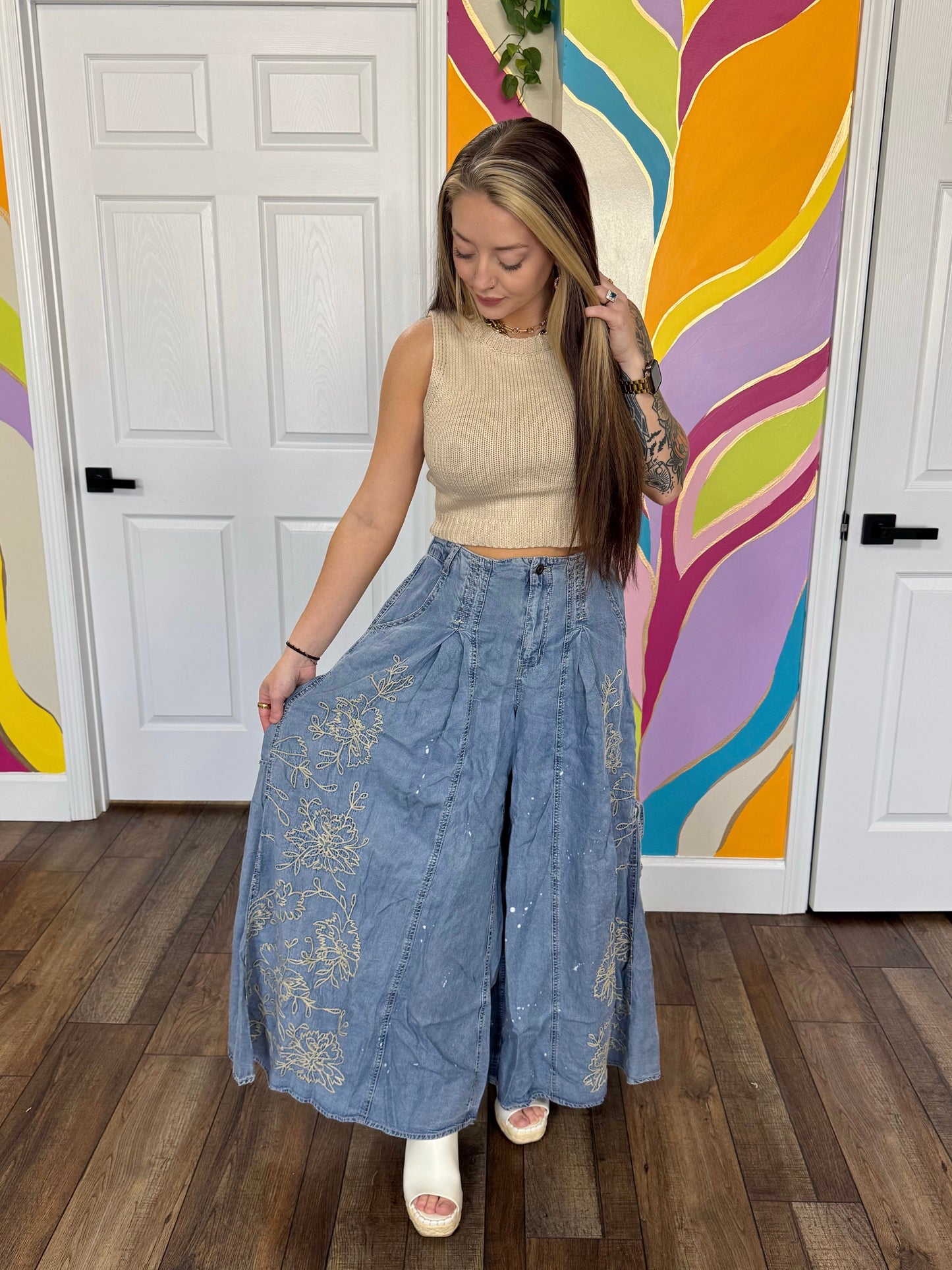 Darcy Floral Wide Leg Jeans