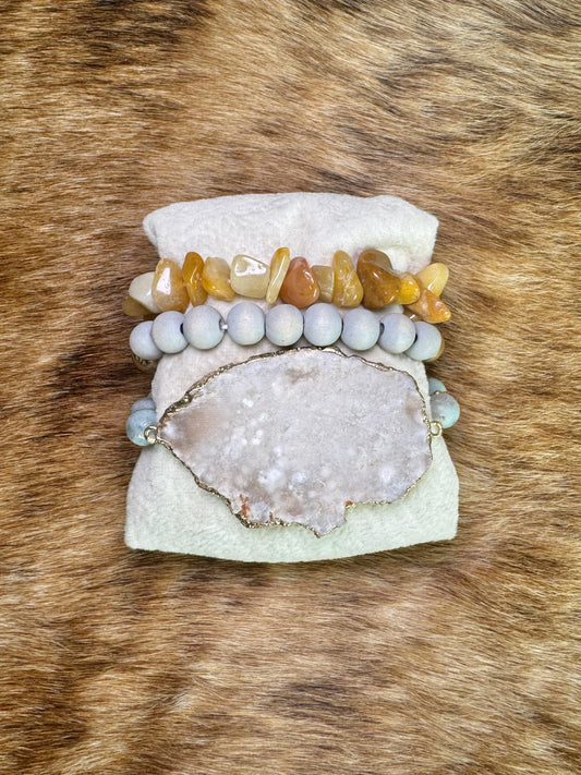 Grey Stone Bracelet Set