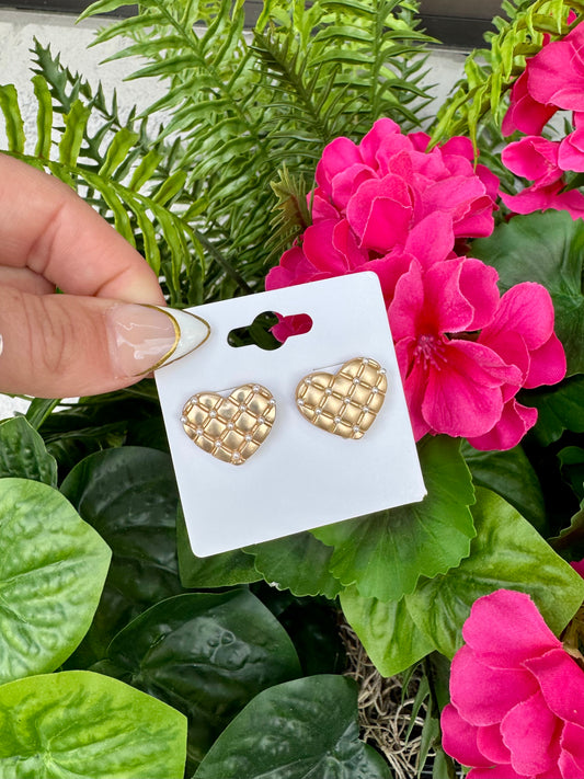 Quilted Heart Studs
