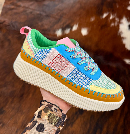 Groovy Patchwork Platform Sneakers