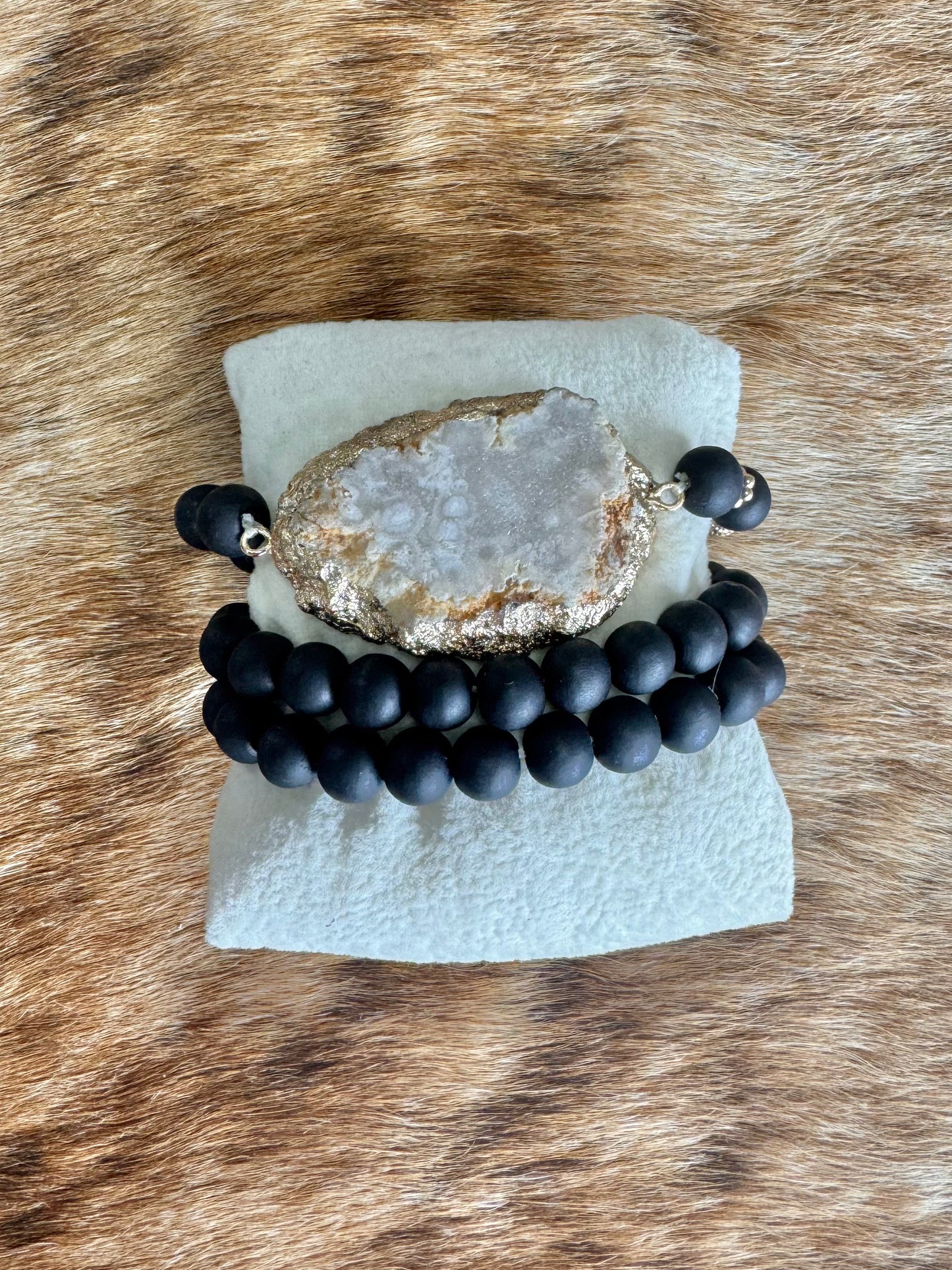Black Stone Bracelet Set