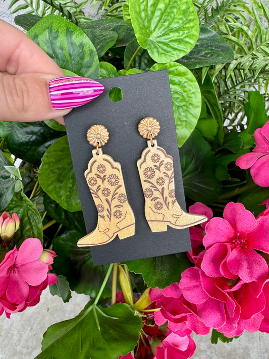 Everly Wooden Boot Earrings