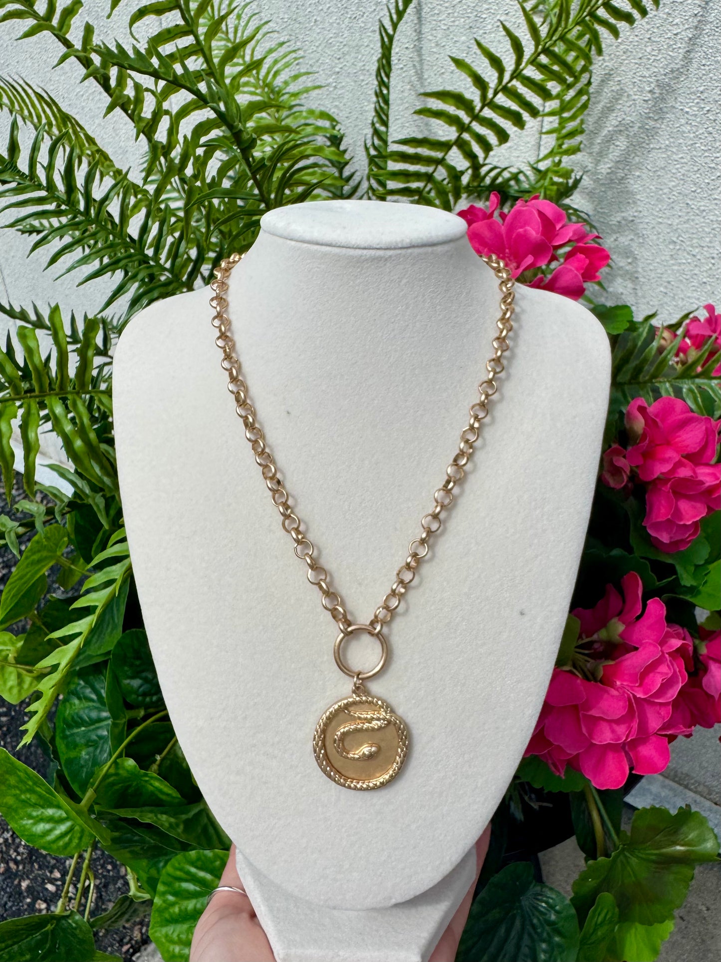 Golden Serpent Medallion Necklace